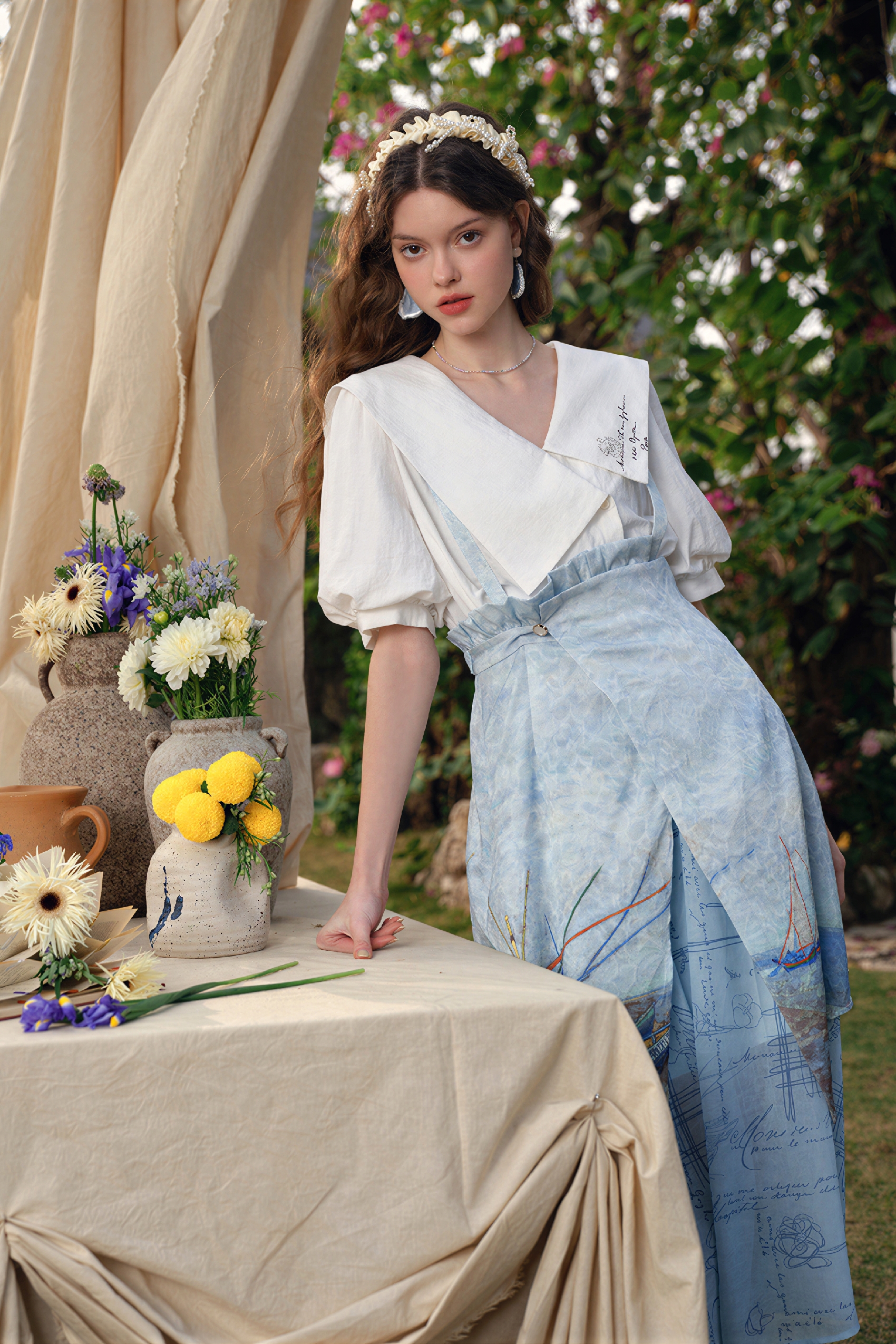 Van Gogh-Inspired Sailor Collar Shirt