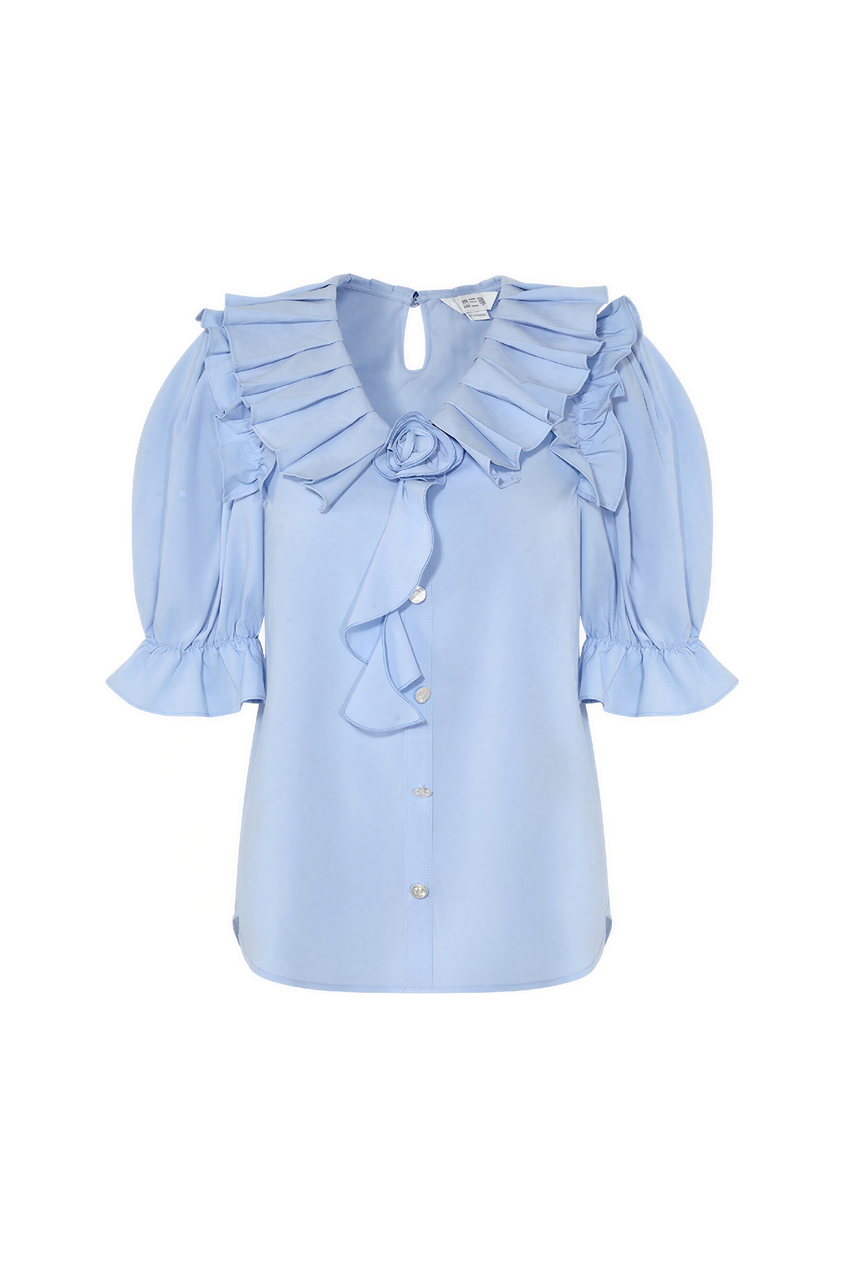 French Ruffle-Trim White Blouse | LYONSENS Women's Fashion