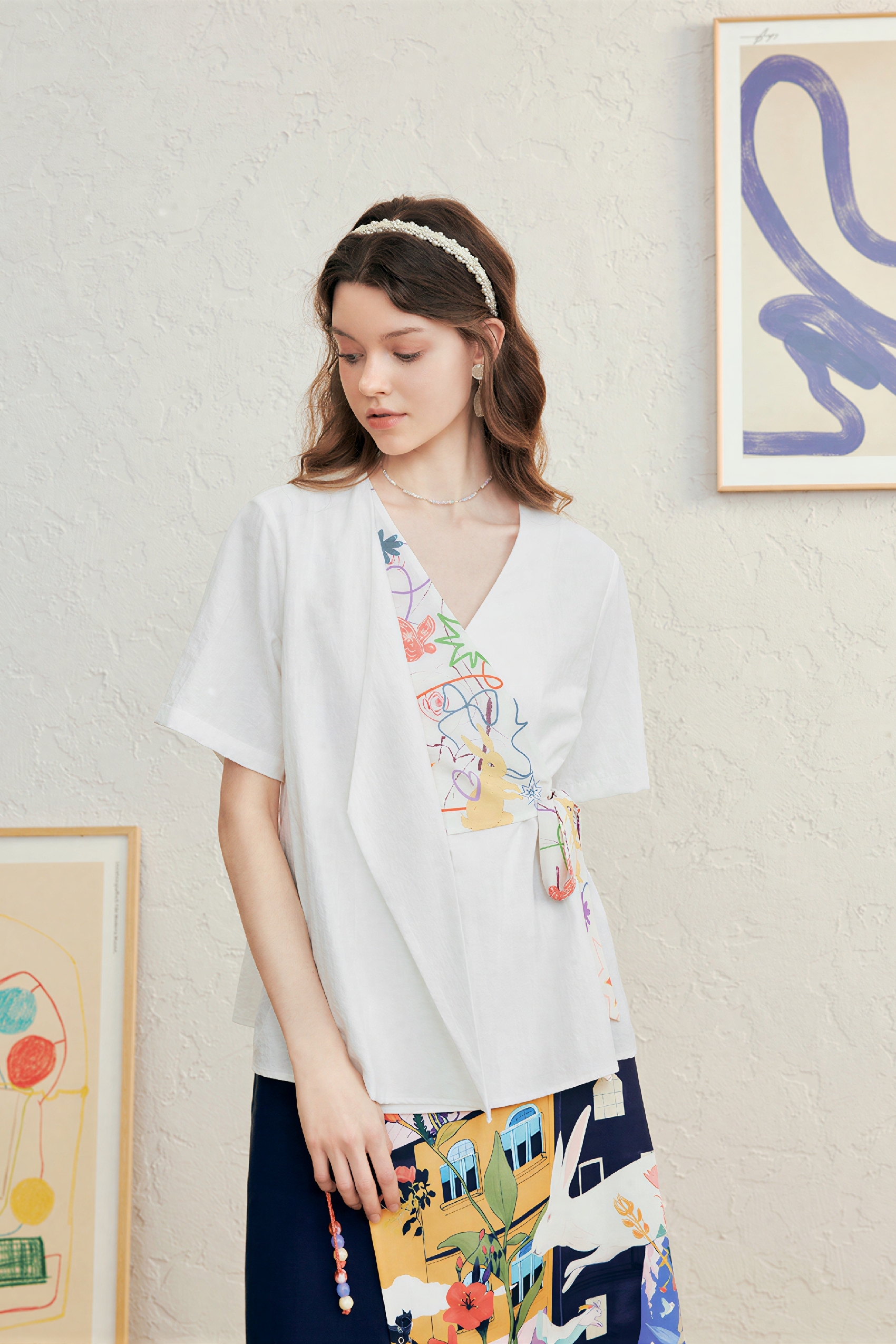 French V-Neck Designer Shirt | LYONSENS Women's Fashion