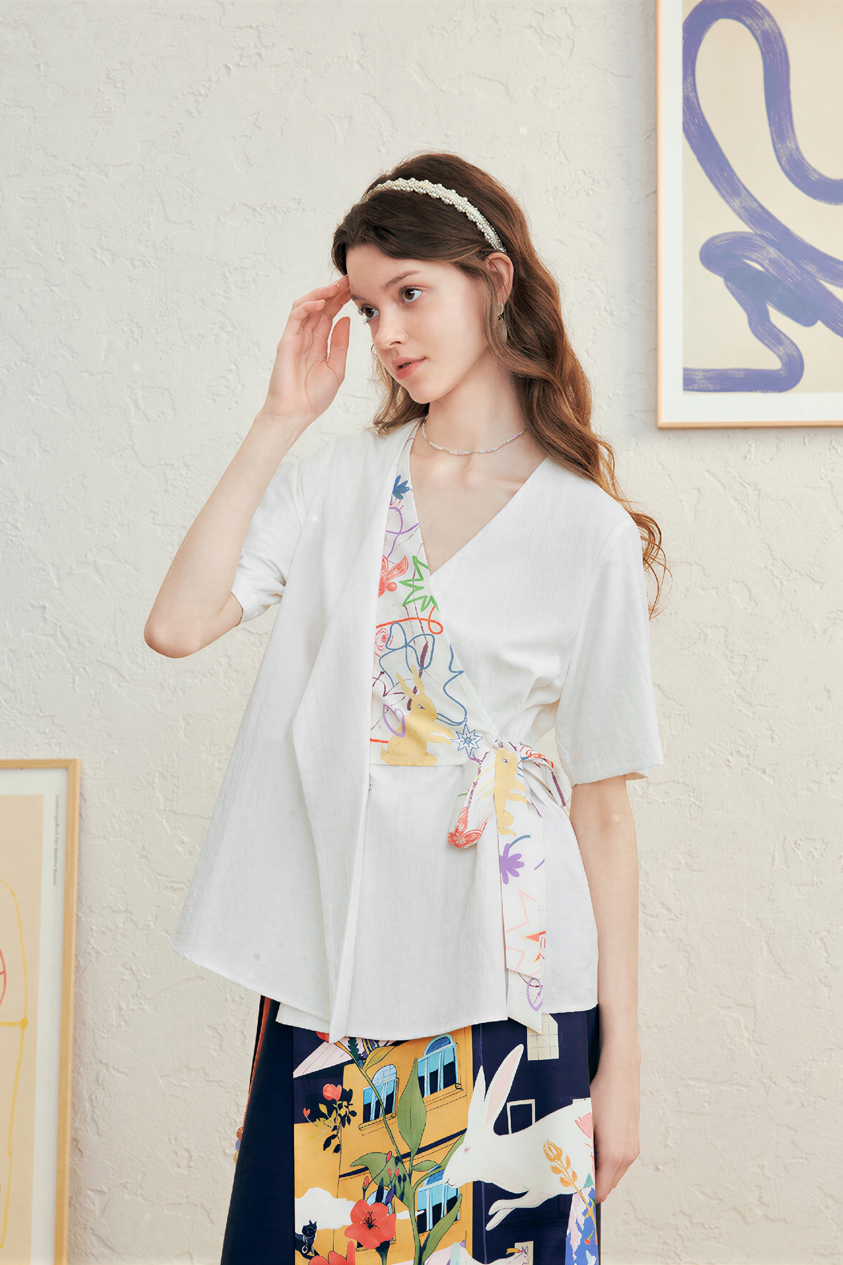 French V-Neck Designer Shirt | LYONSENS Women's Fashion