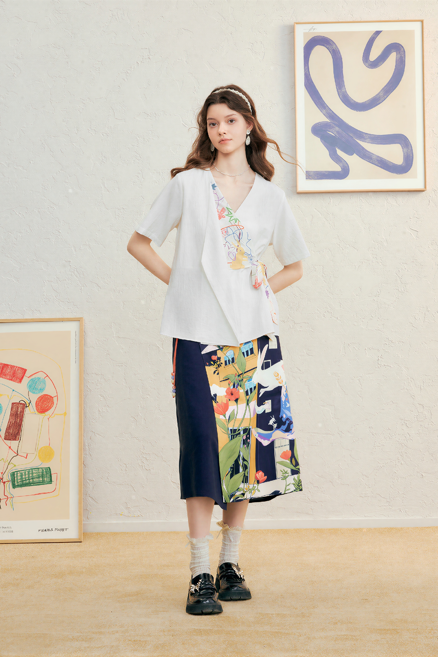 French V-Neck Designer Shirt | LYONSENS Women's Fashion