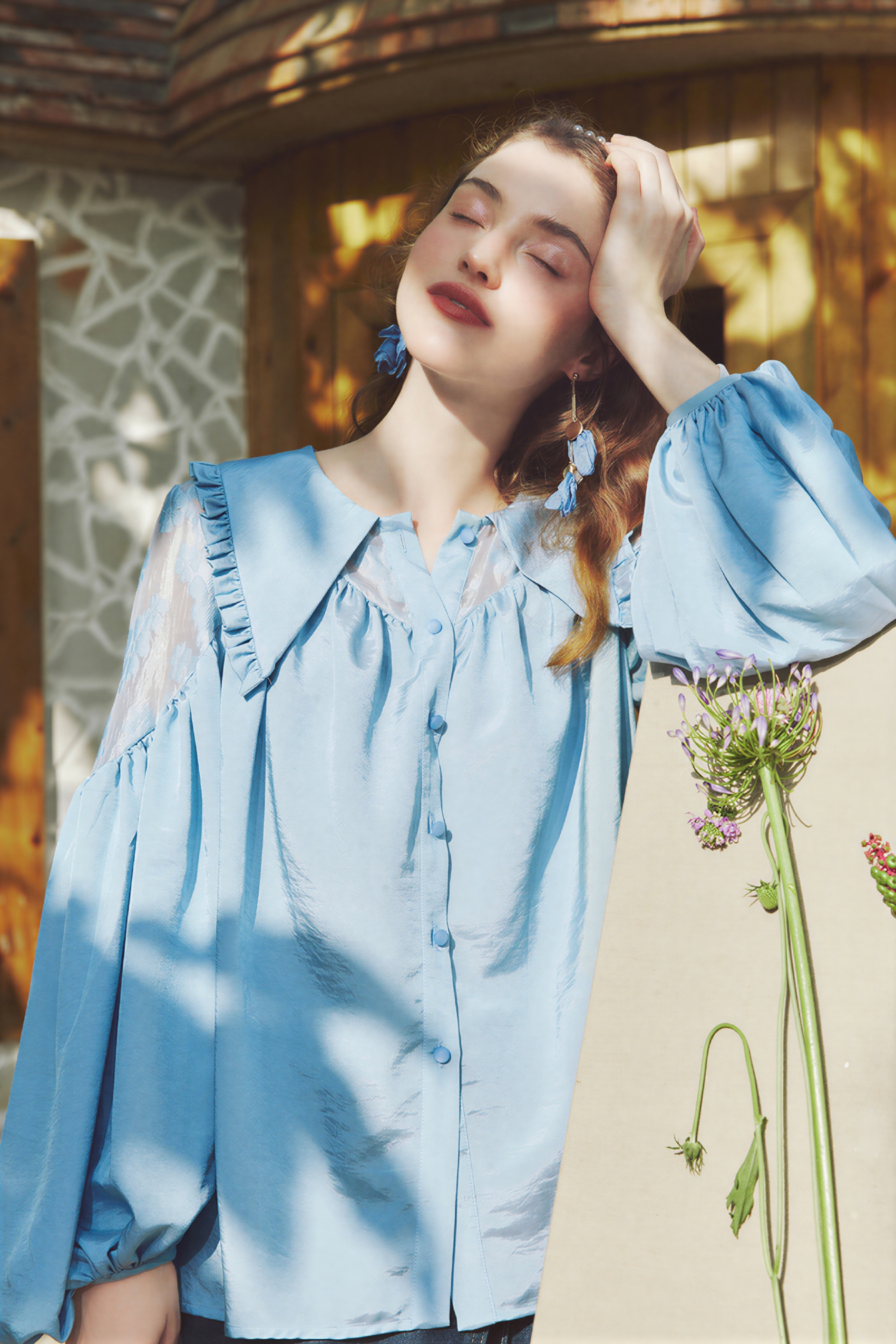 French-style lantern sleeve shirt