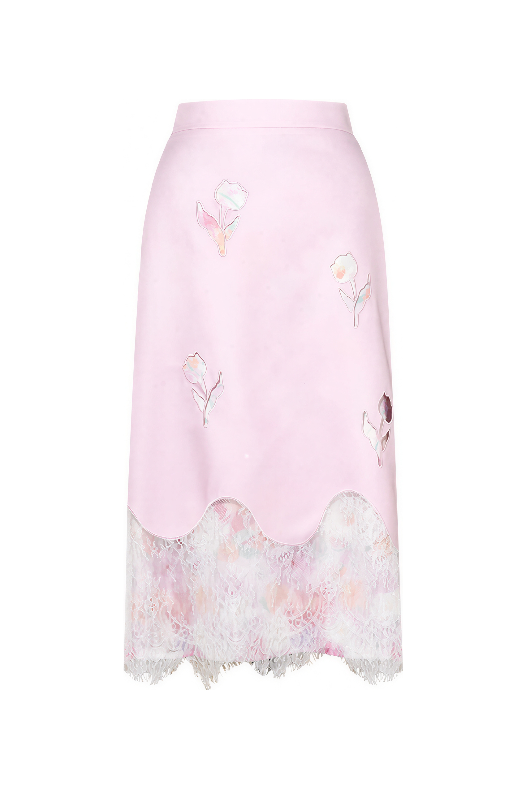 Tulip Motif Lace Patchwork Skirt