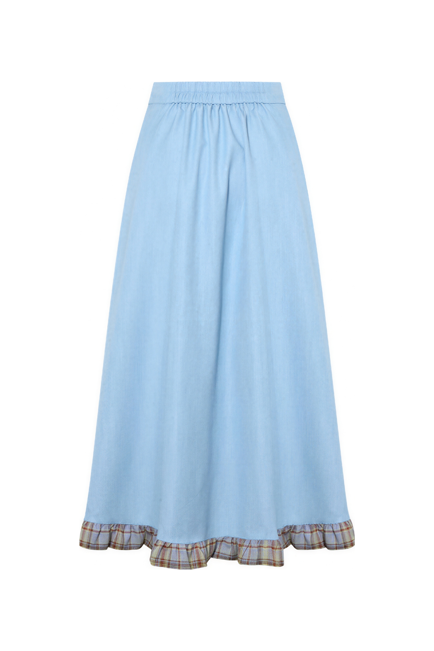 High-Waisted Pleated A-Line Blue Skirt