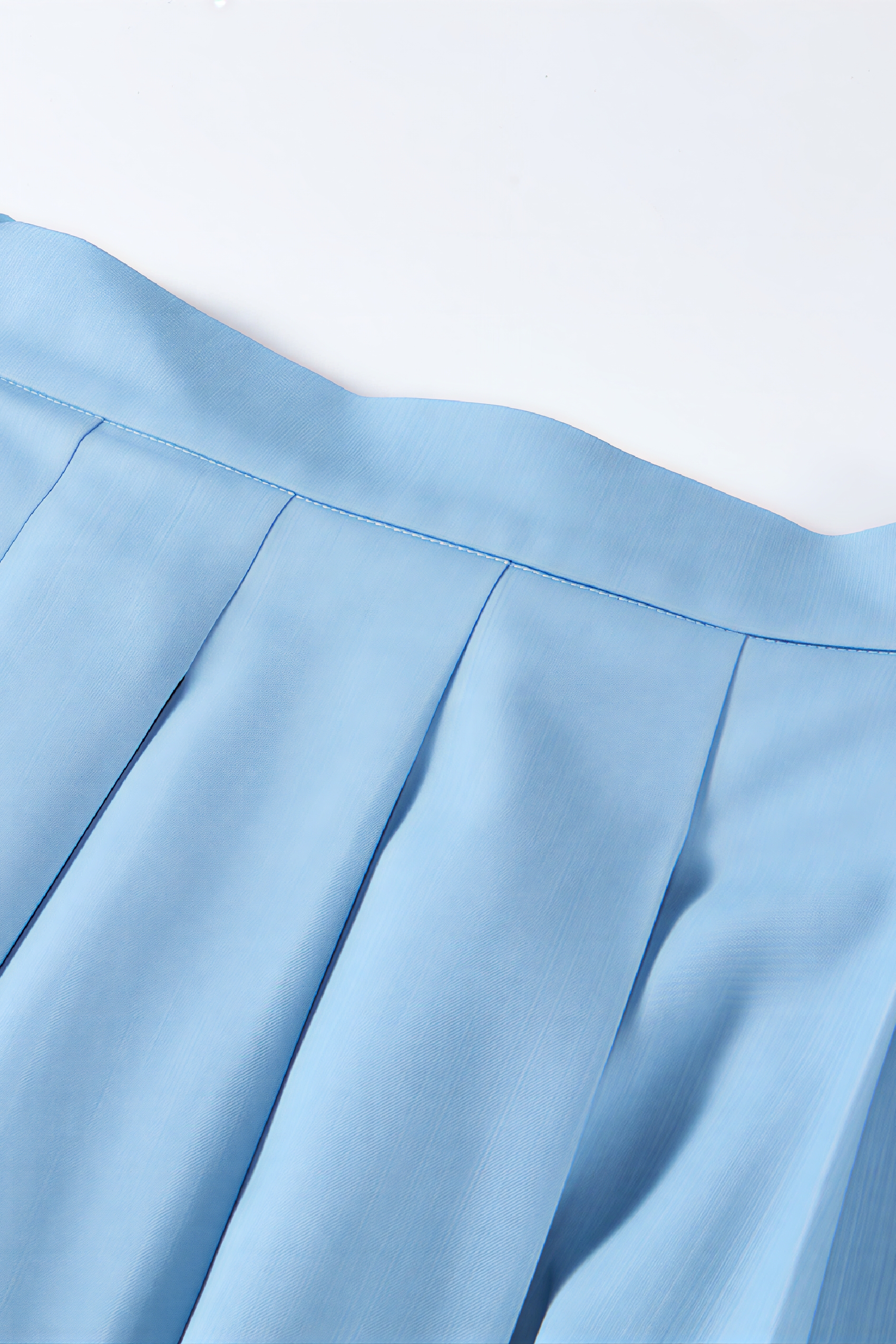 High-Waisted Pleated A-Line Blue Skirt