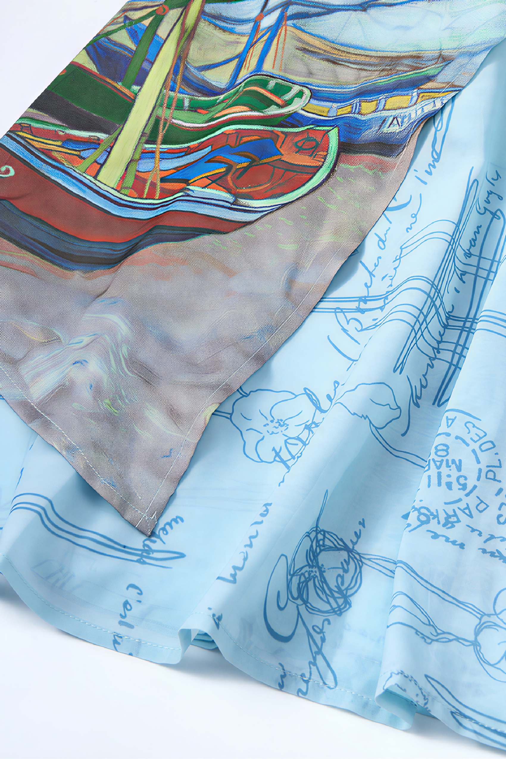 Van Gogh-Inspired Art Print Asymmetric Skirt | LYONSENS Women's Fashion