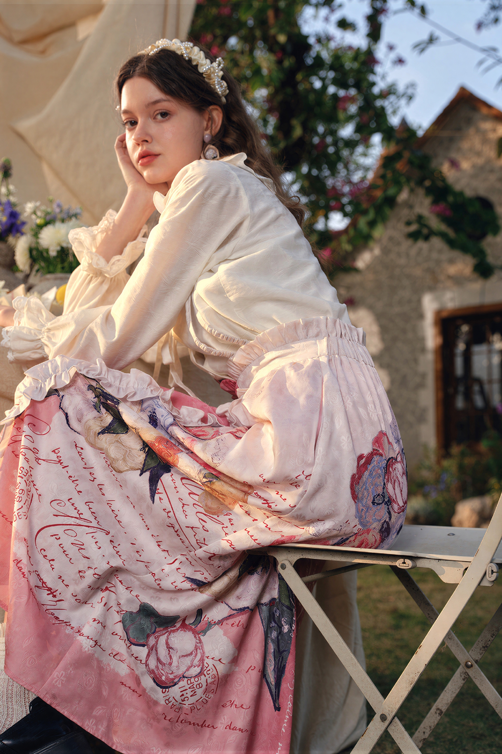 Van Gogh-Inspired Art Print Ruffle Skirt