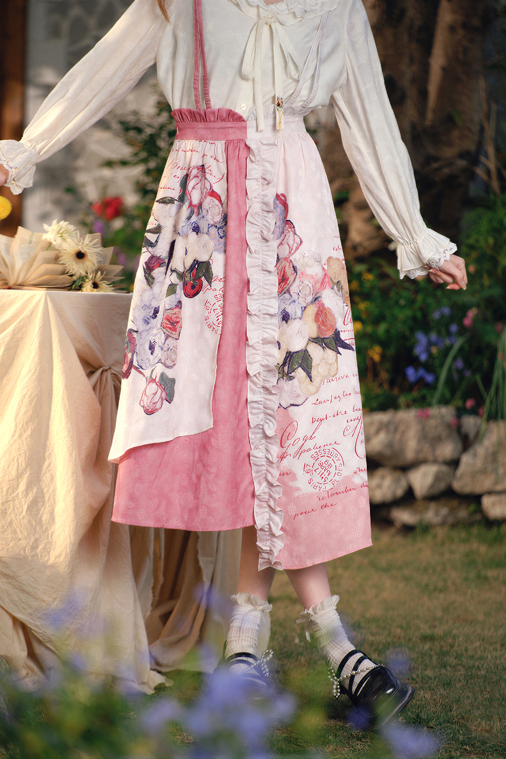 Van Gogh-Inspired Art Print Ruffle Skirt