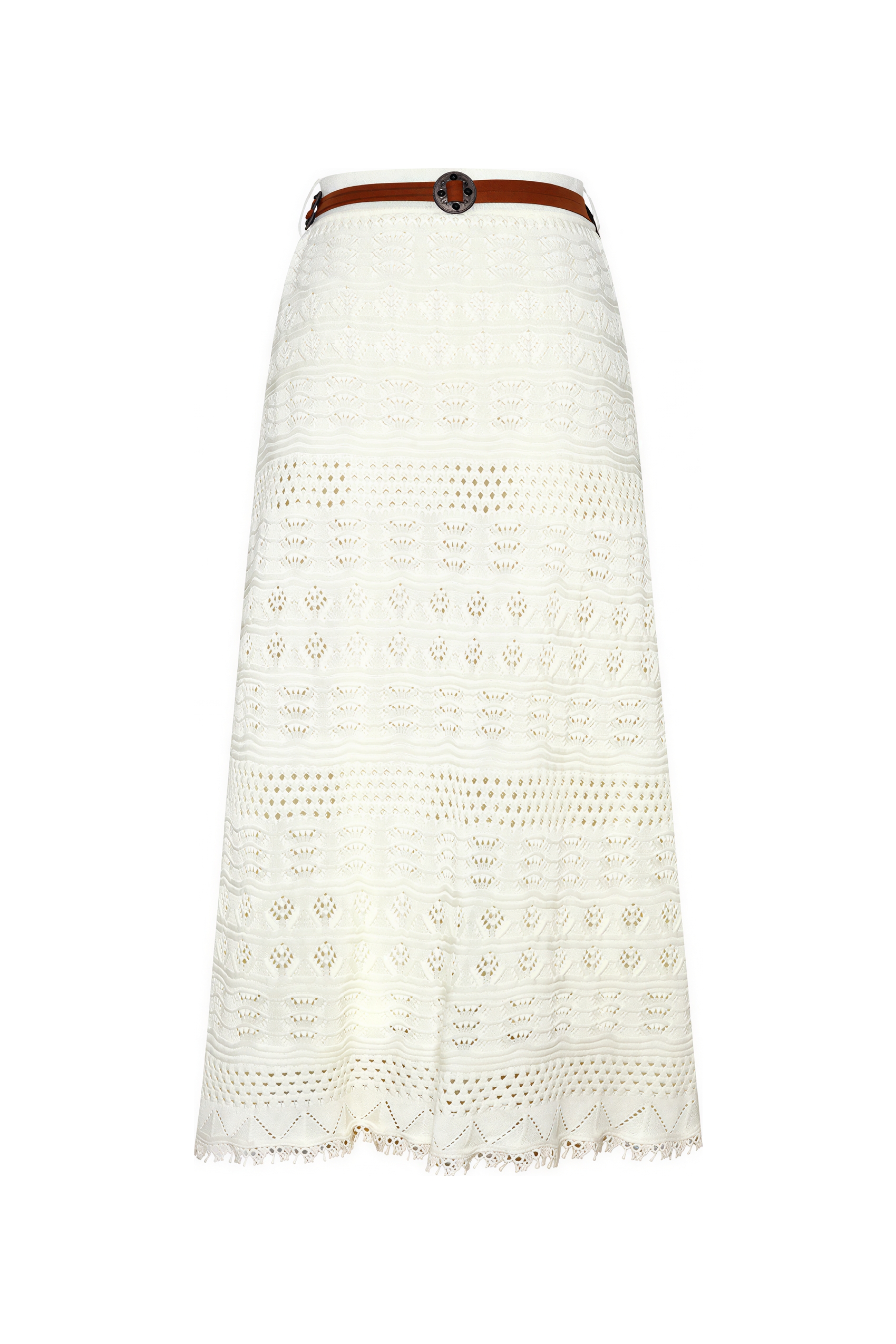 White Intricate Openwork French Skirt-LYONSENS