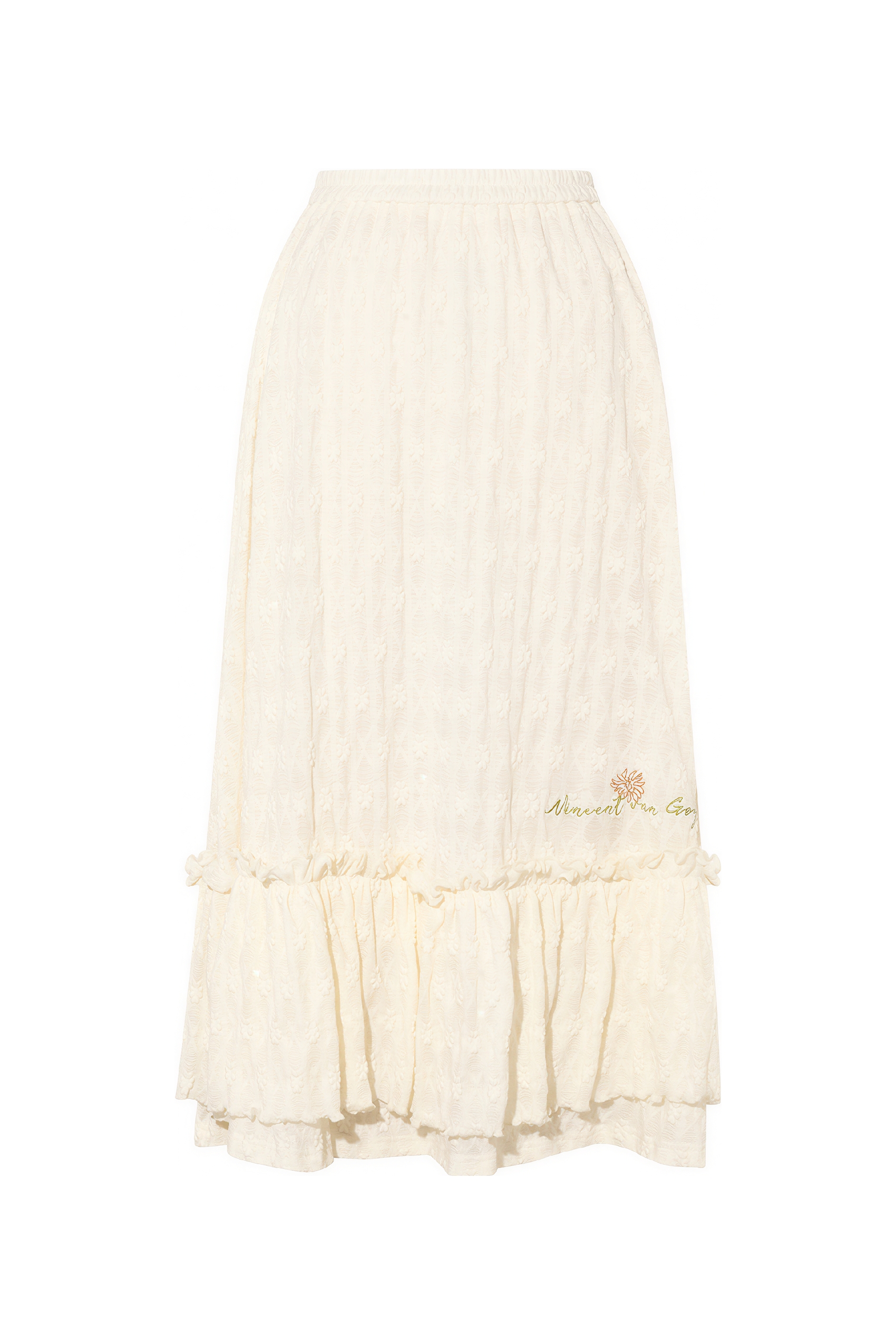 Van Gogh-Inspired Vintage White Lace Skirt