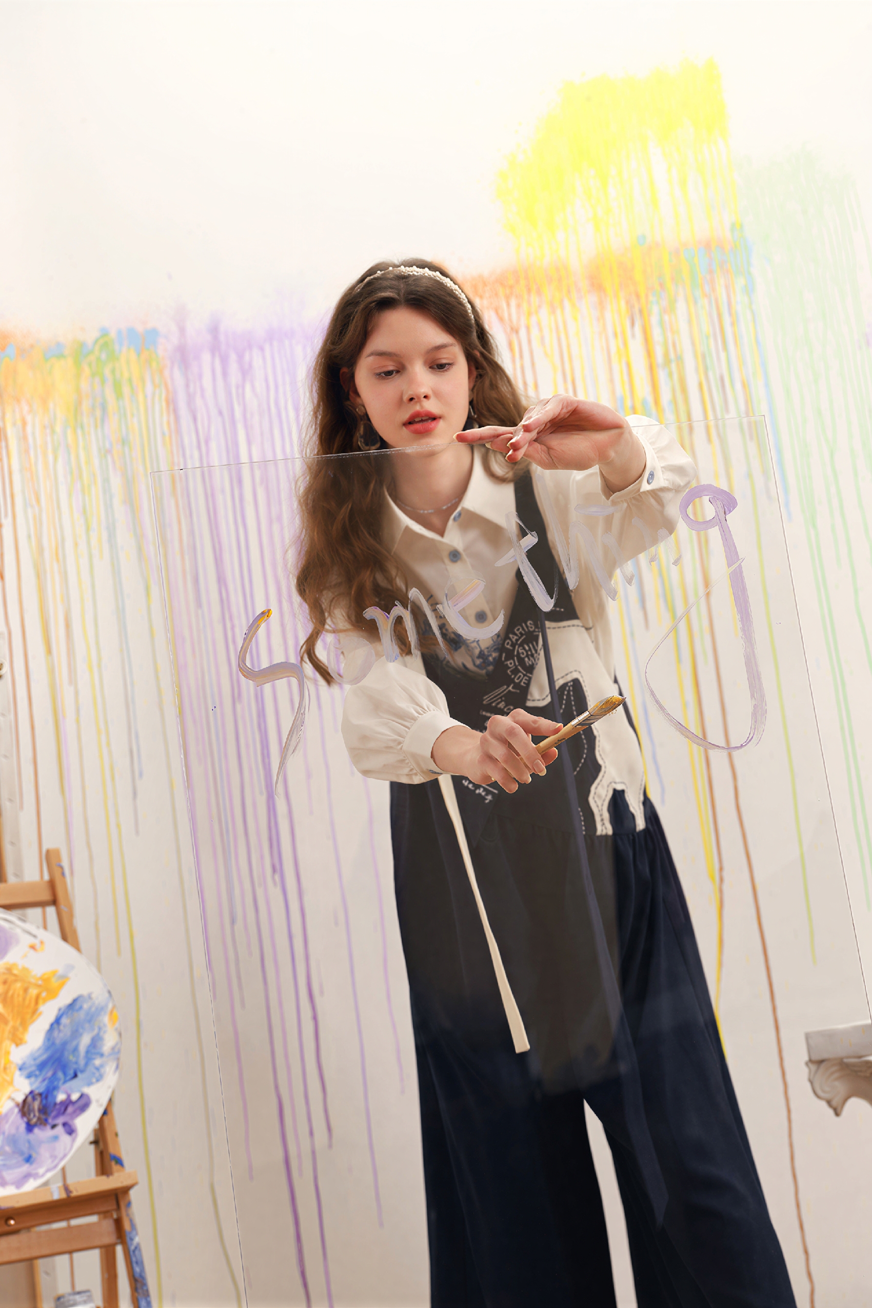 Van Gogh-Inspired Black One-Piece Overalls