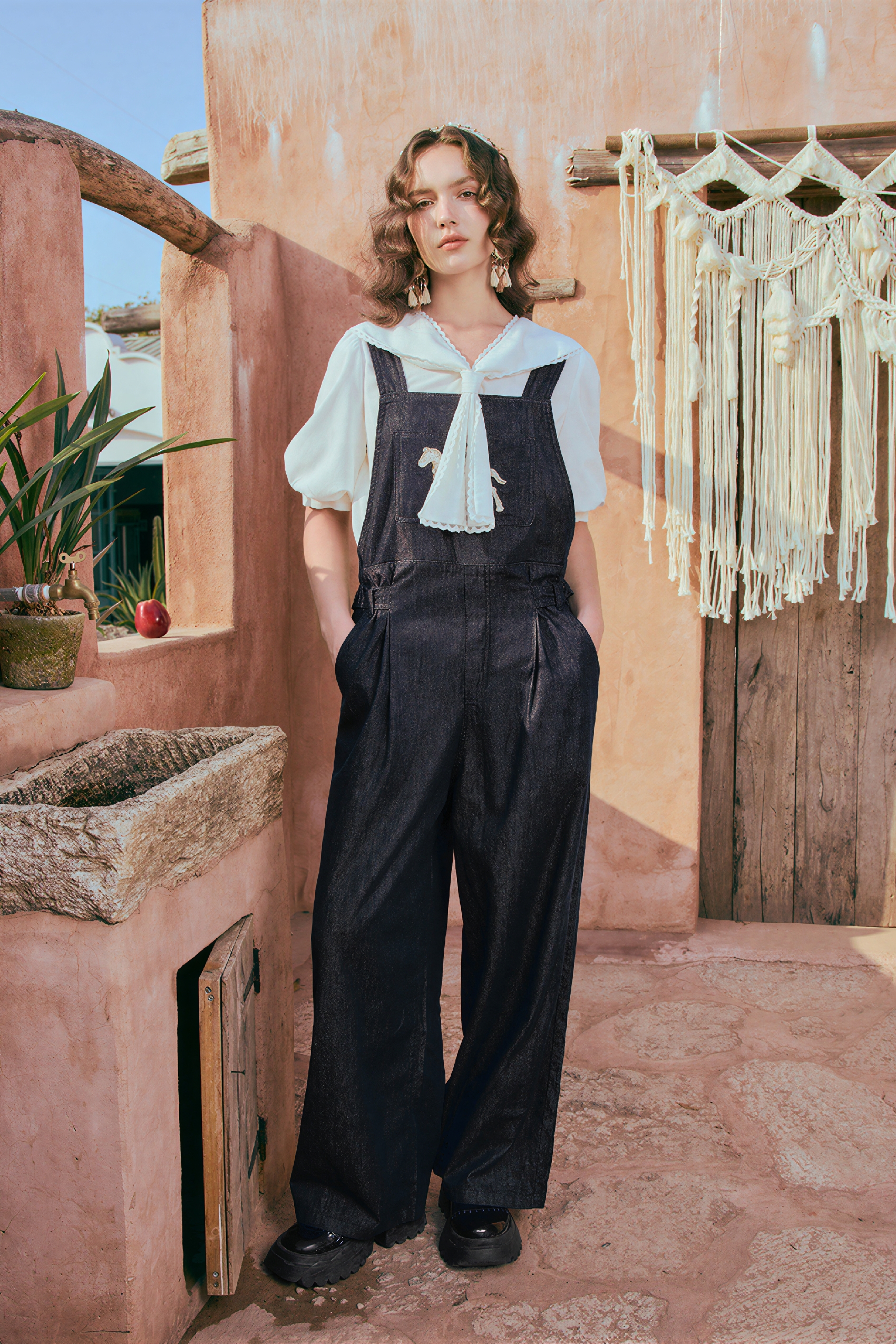 Vintage Artistic Denim Overalls
