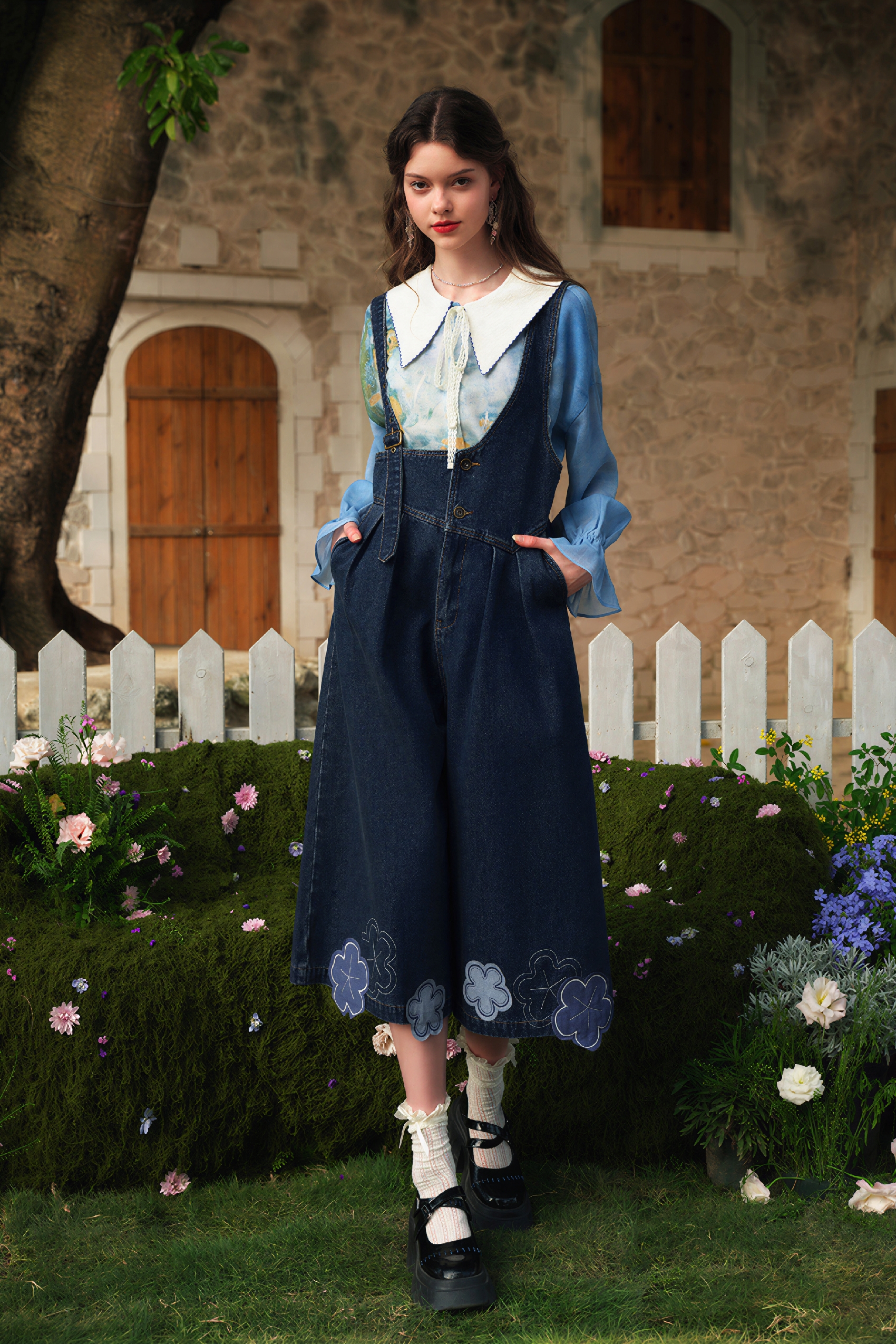 High-Waisted Wide-Leg Overalls