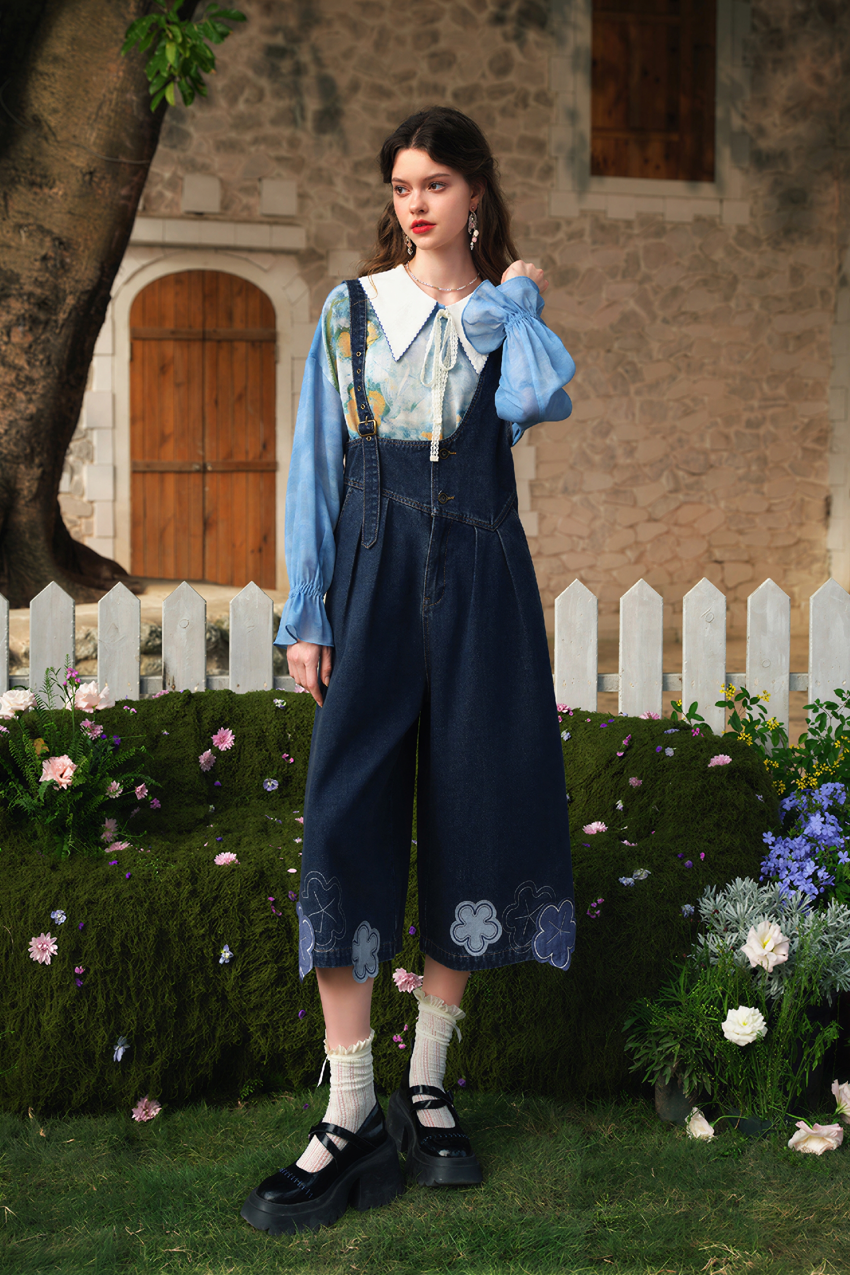 High-Waisted Wide-Leg Overalls