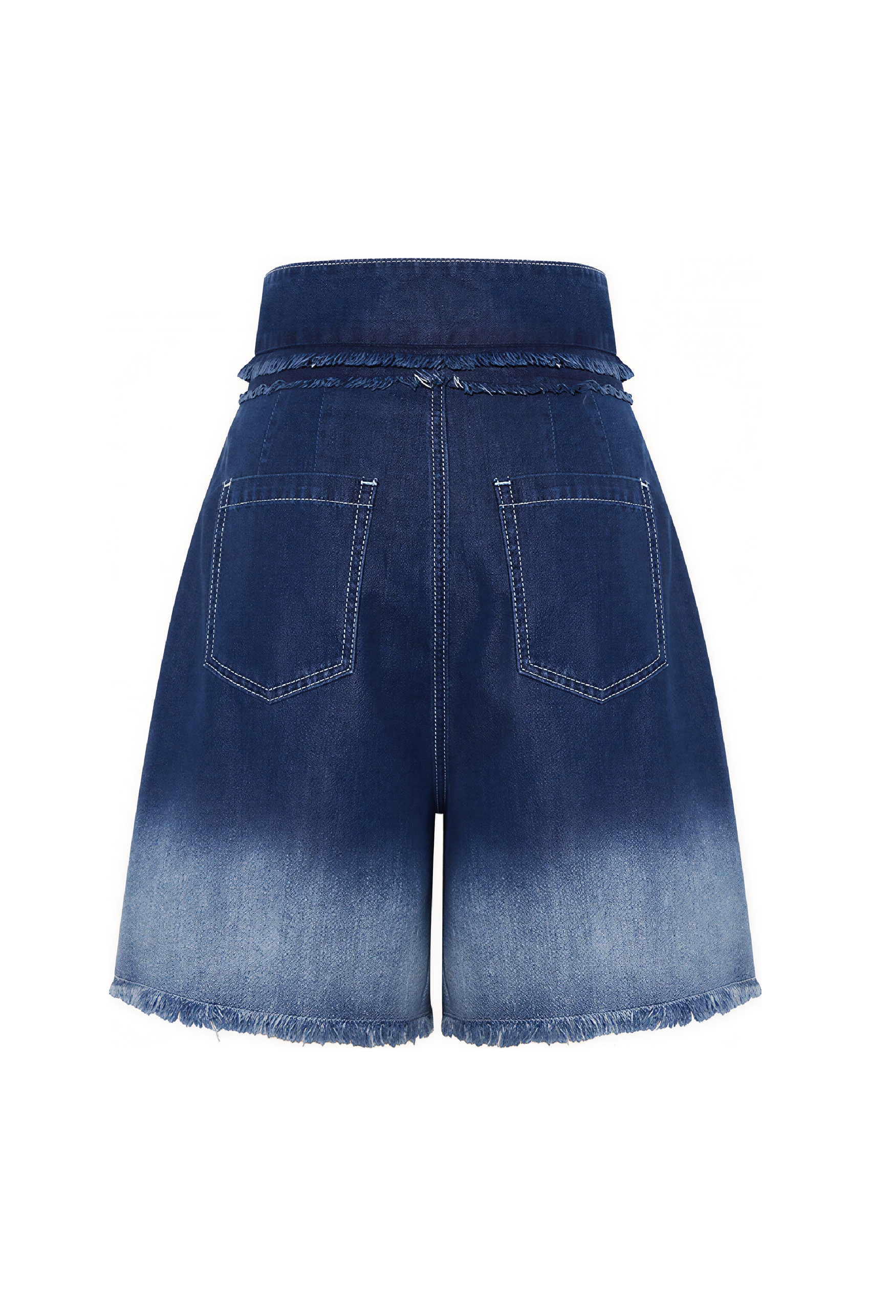 High-Waisted Relaxed Denim Bermuda Shorts
