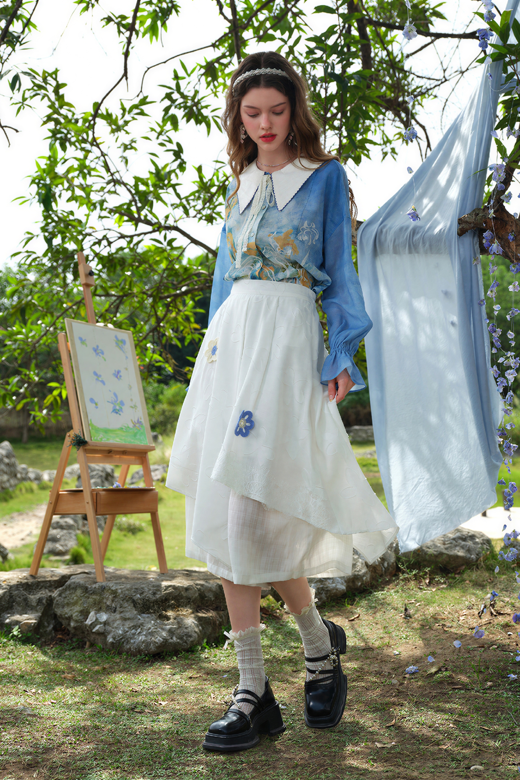 White Cropped Wide-Leg Culotte Pants