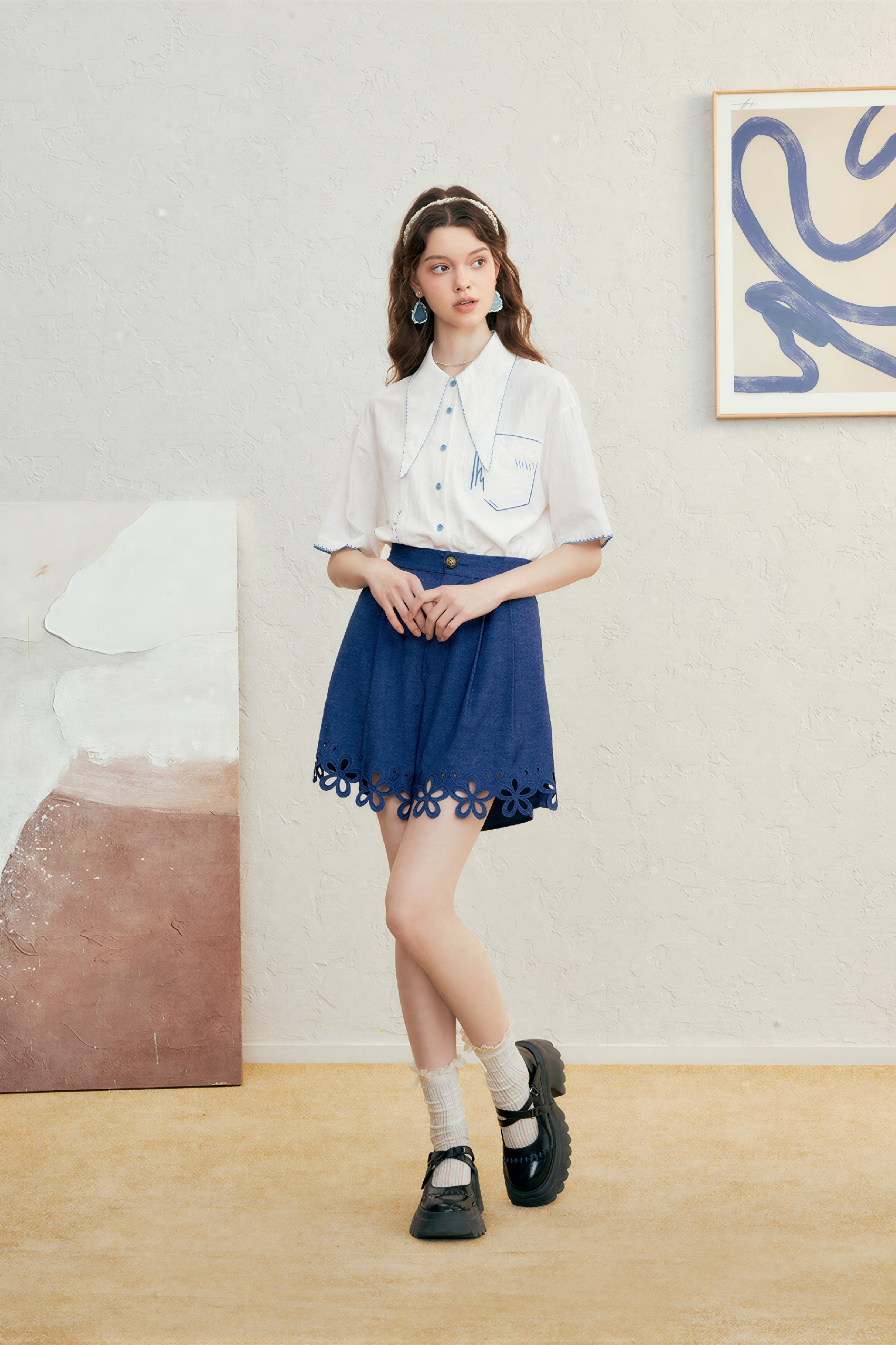 High-Waisted A-Line Relaxed Skort