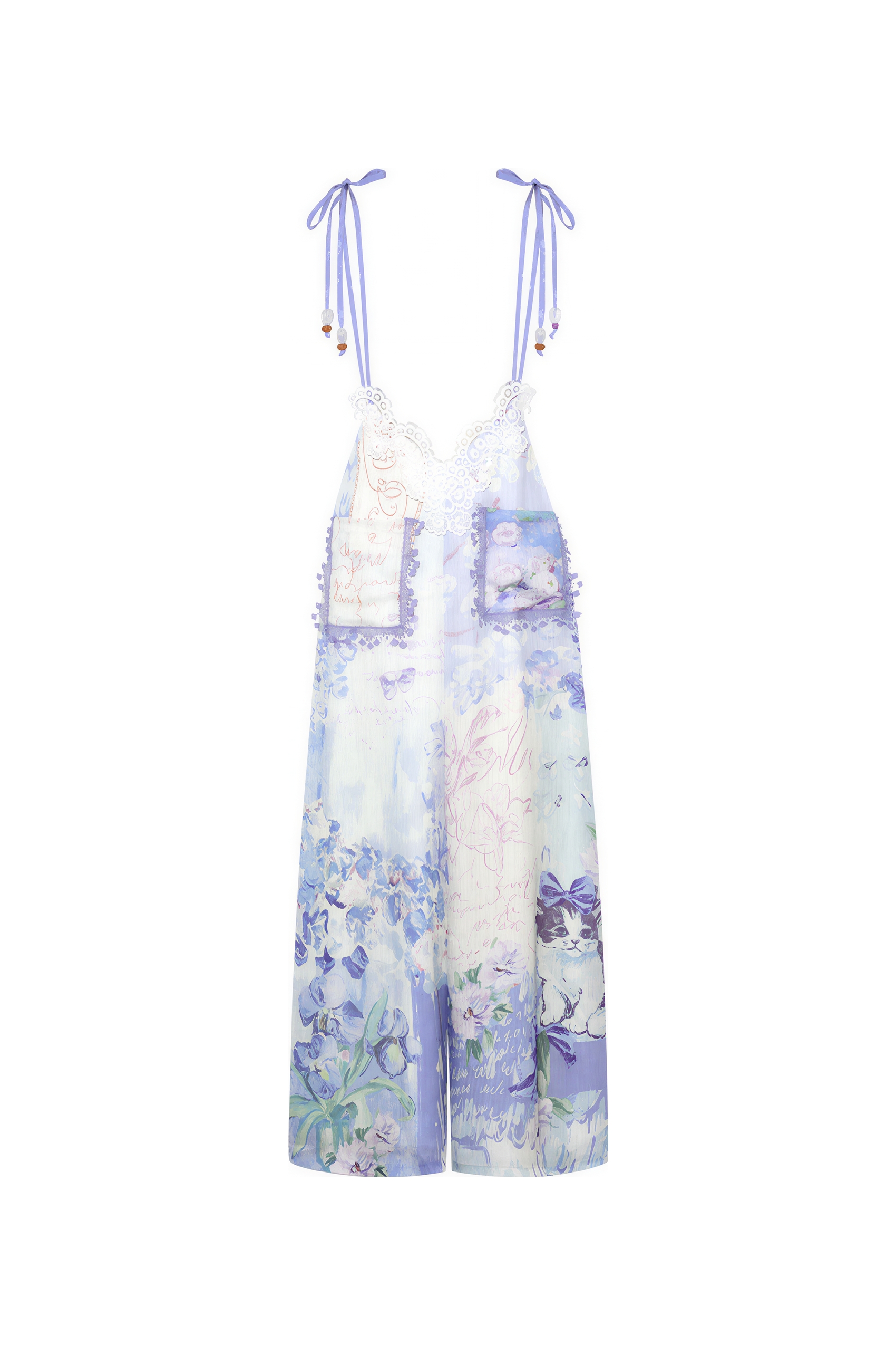 Sweet Printed Tie-Strap Overalls