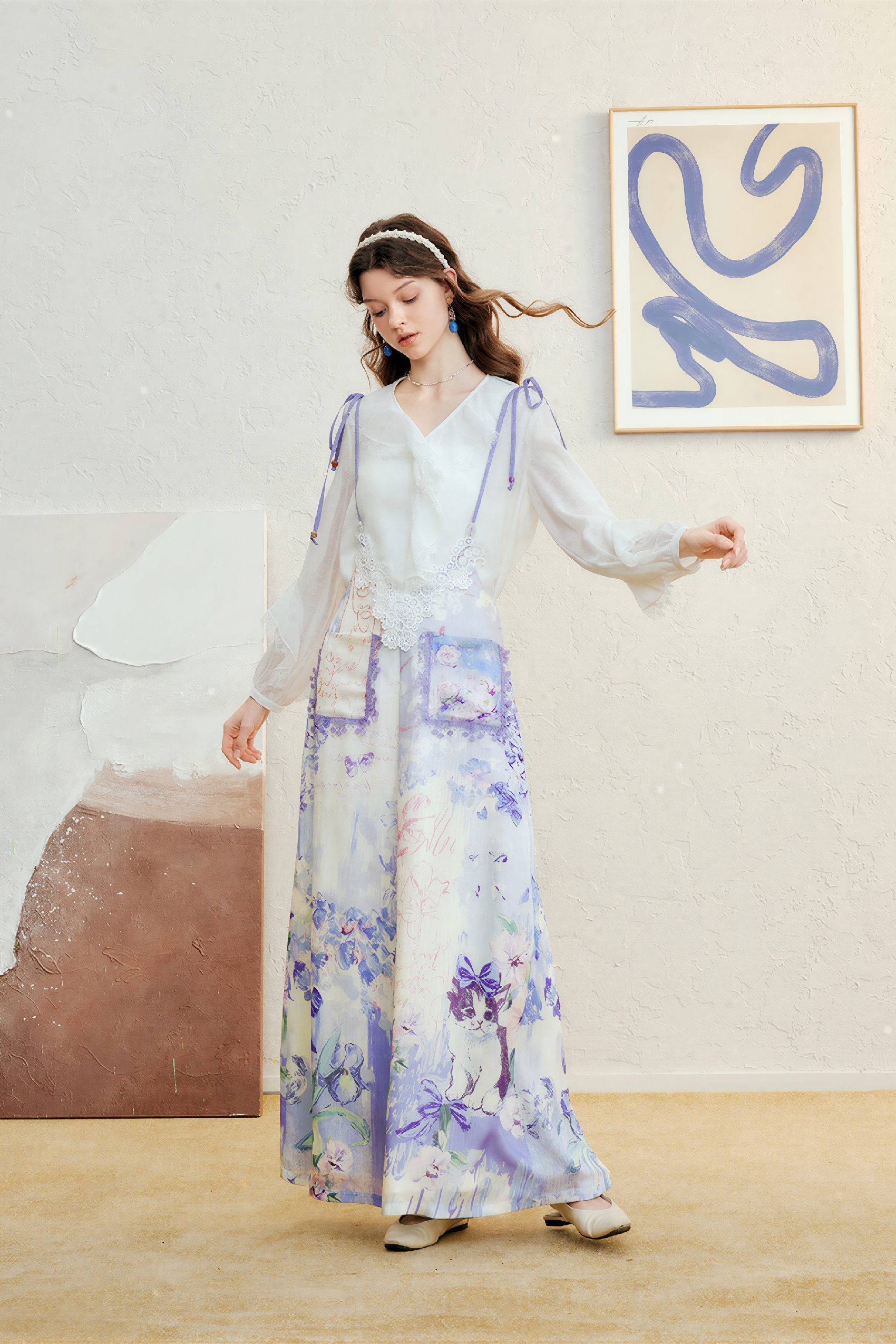 Sweet Printed Tie-Strap Overalls