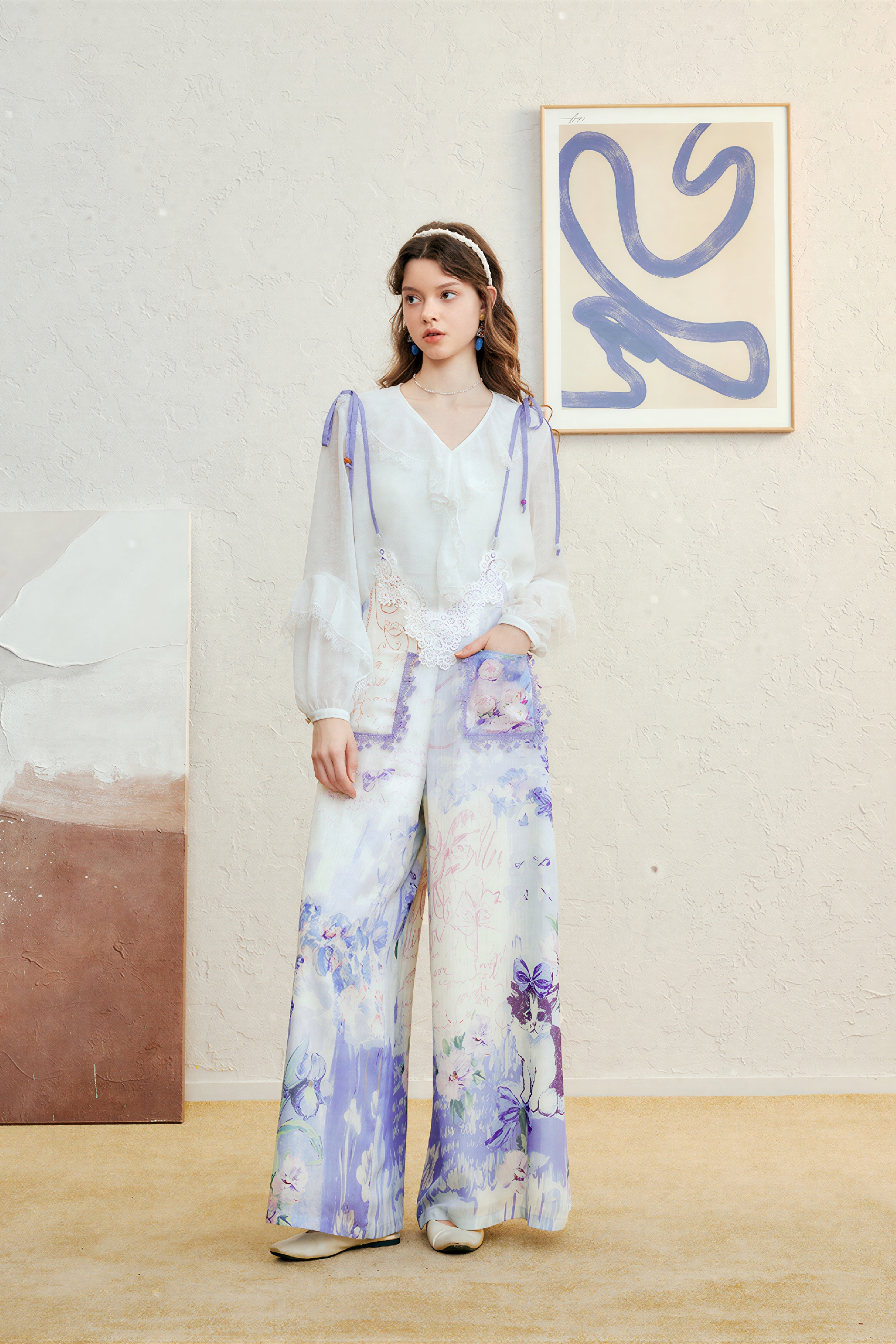 Sweet Printed Tie-Strap Overalls