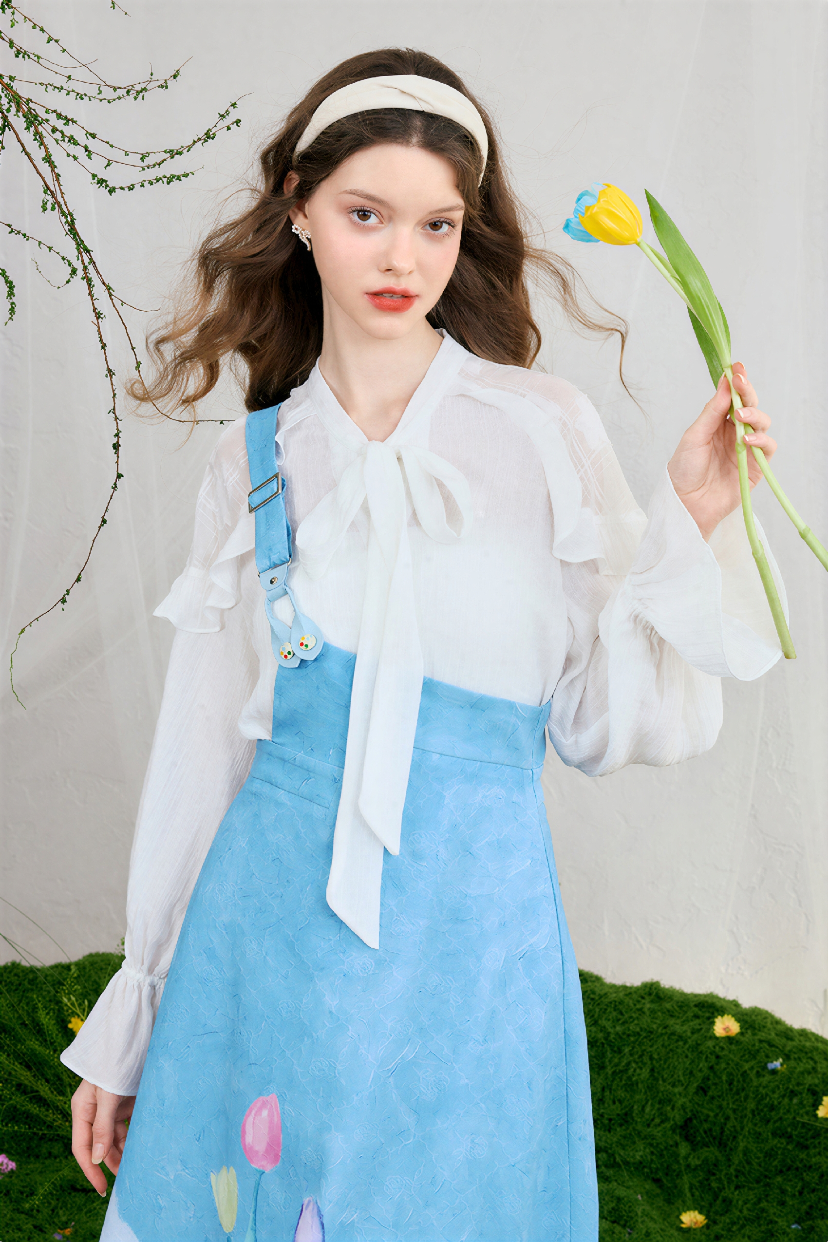 White French-Style Chiffon Blouse | LYONSENS Women's Fashion