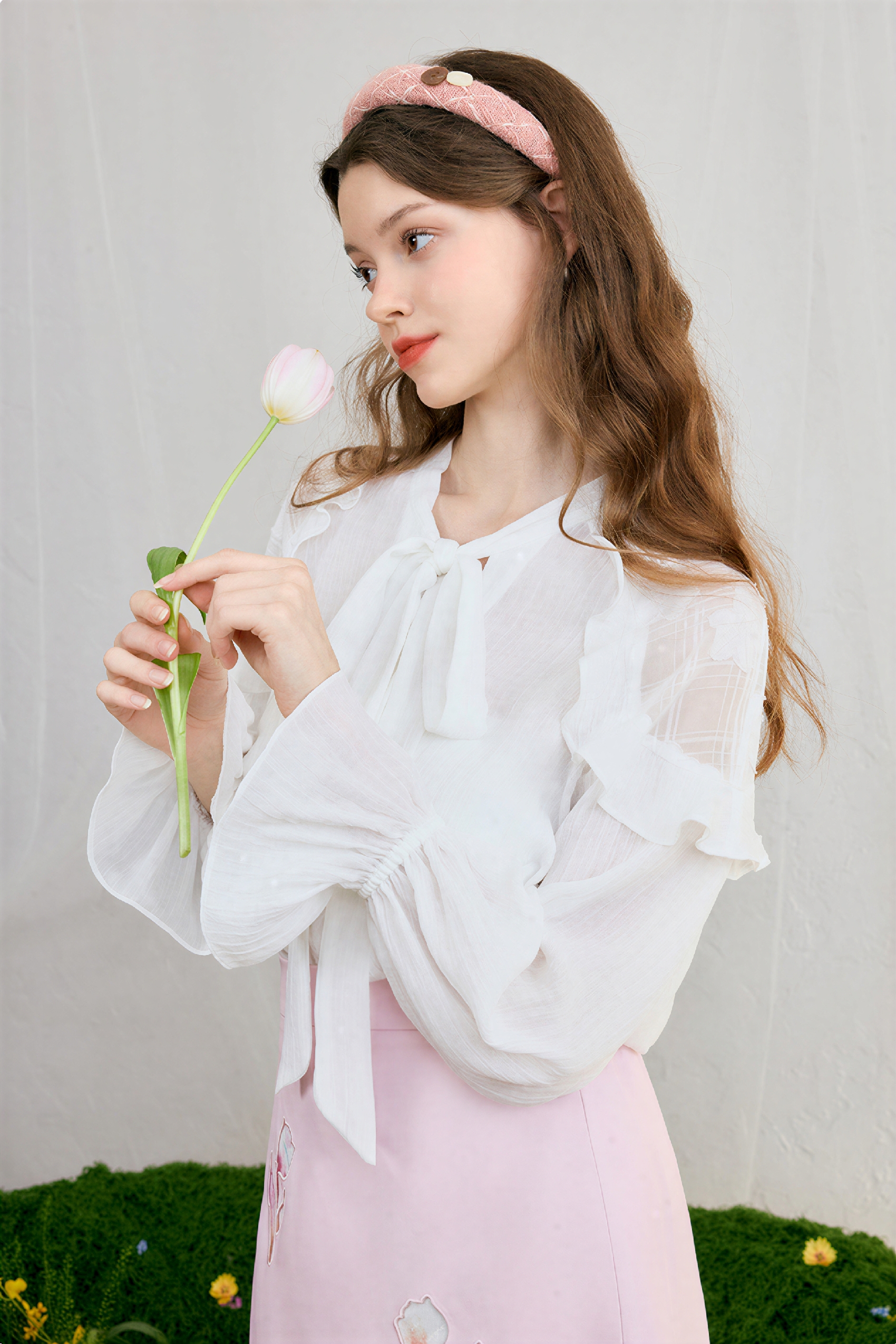White French-Style Chiffon Blouse | LYONSENS Women's Fashion