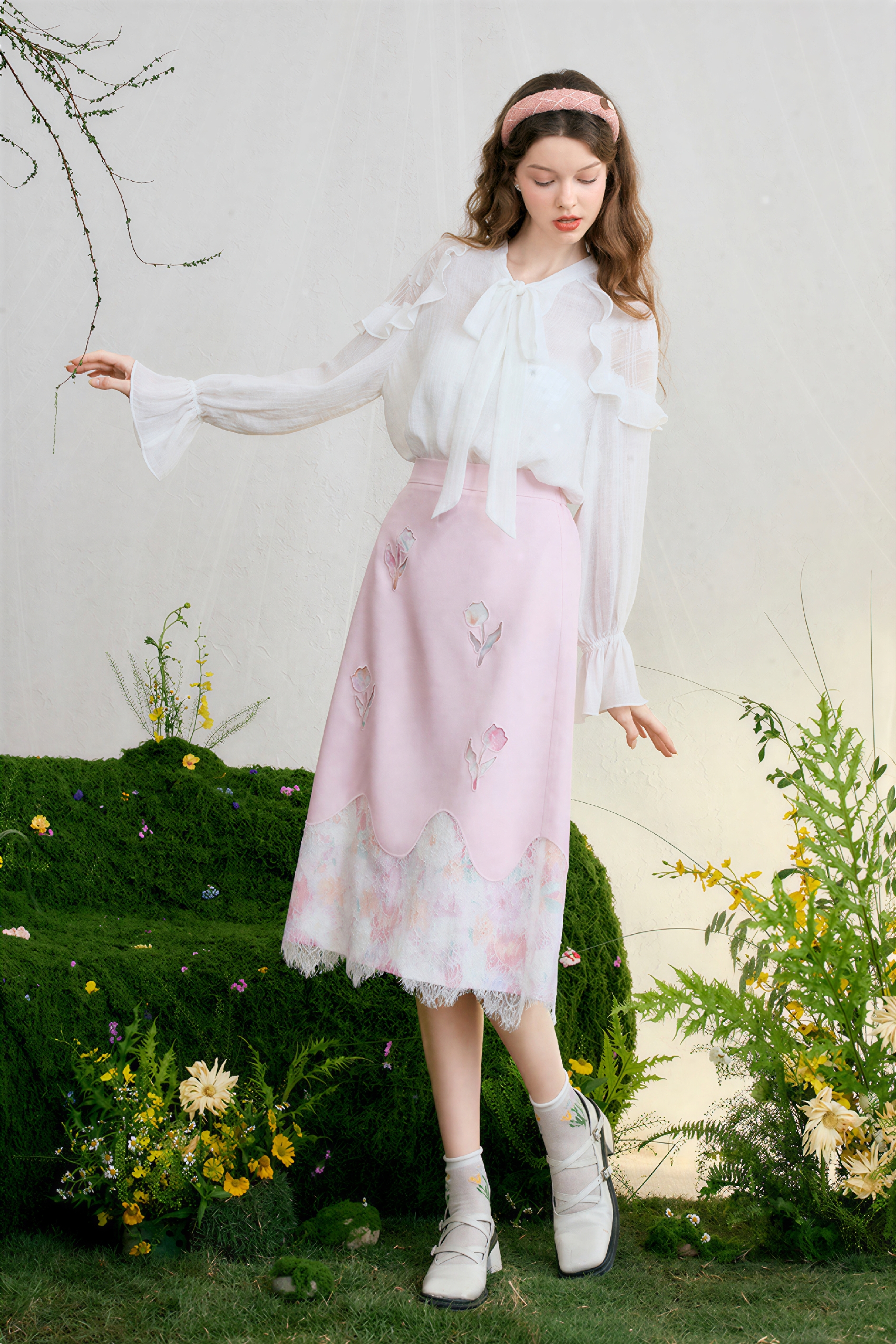 White French-Style Chiffon Blouse | LYONSENS Women's Fashion