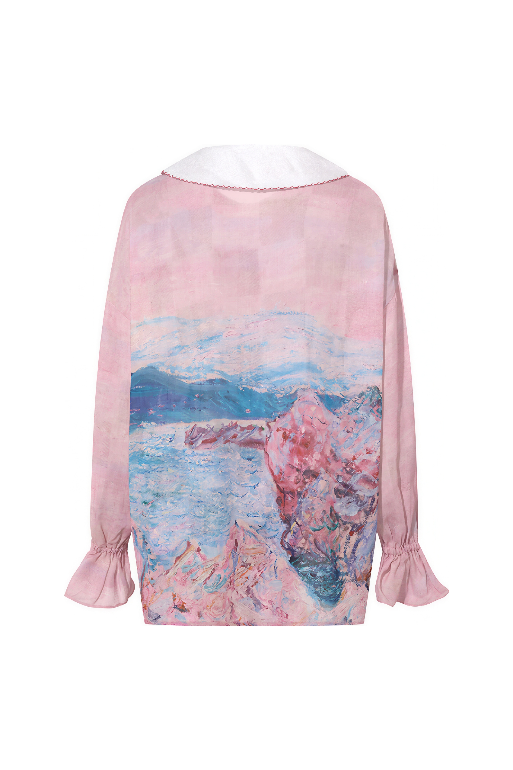 Monet-Inspired French Print Chiffon Blouse