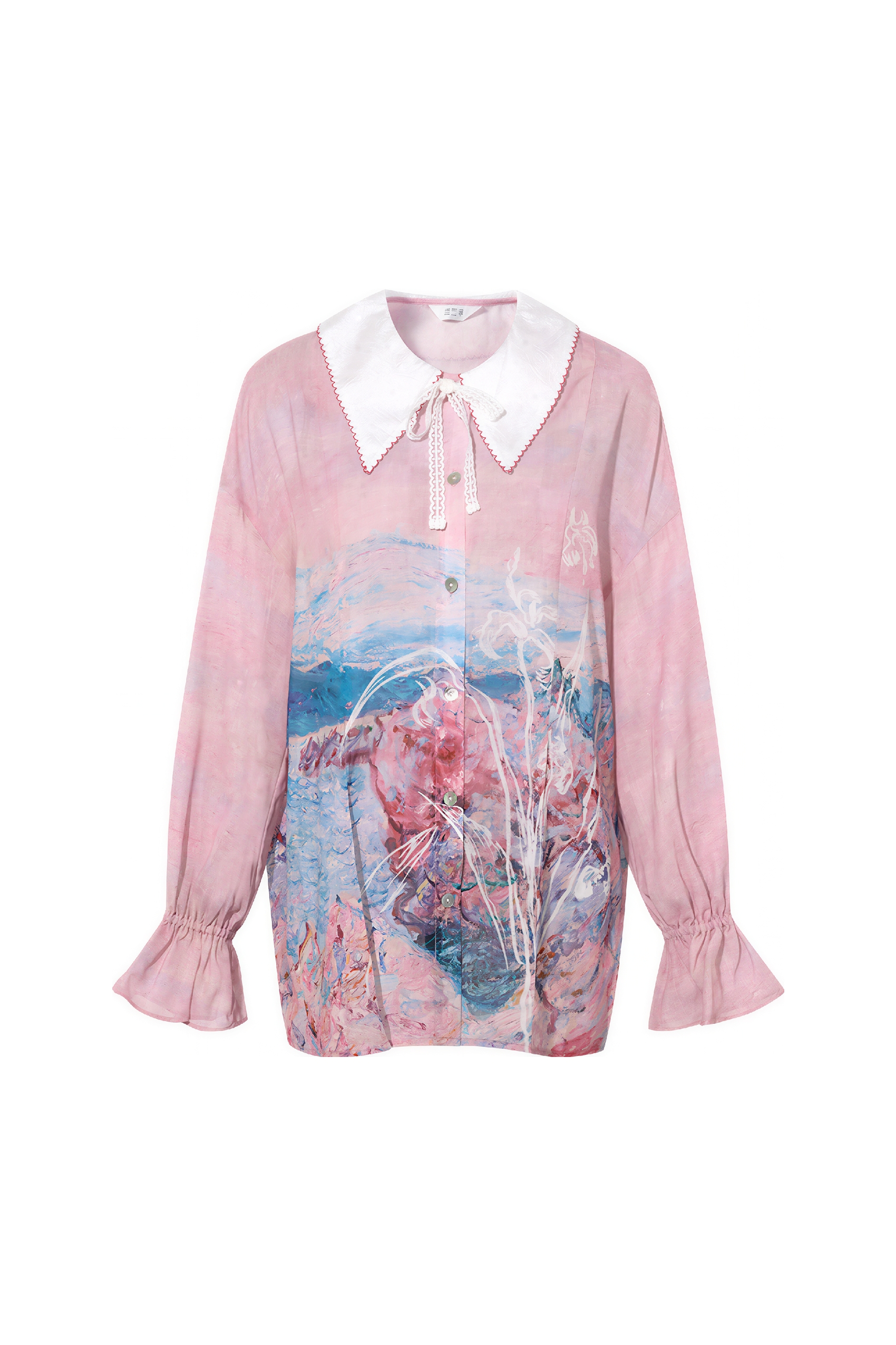 Monet-Inspired French Print Chiffon Blouse