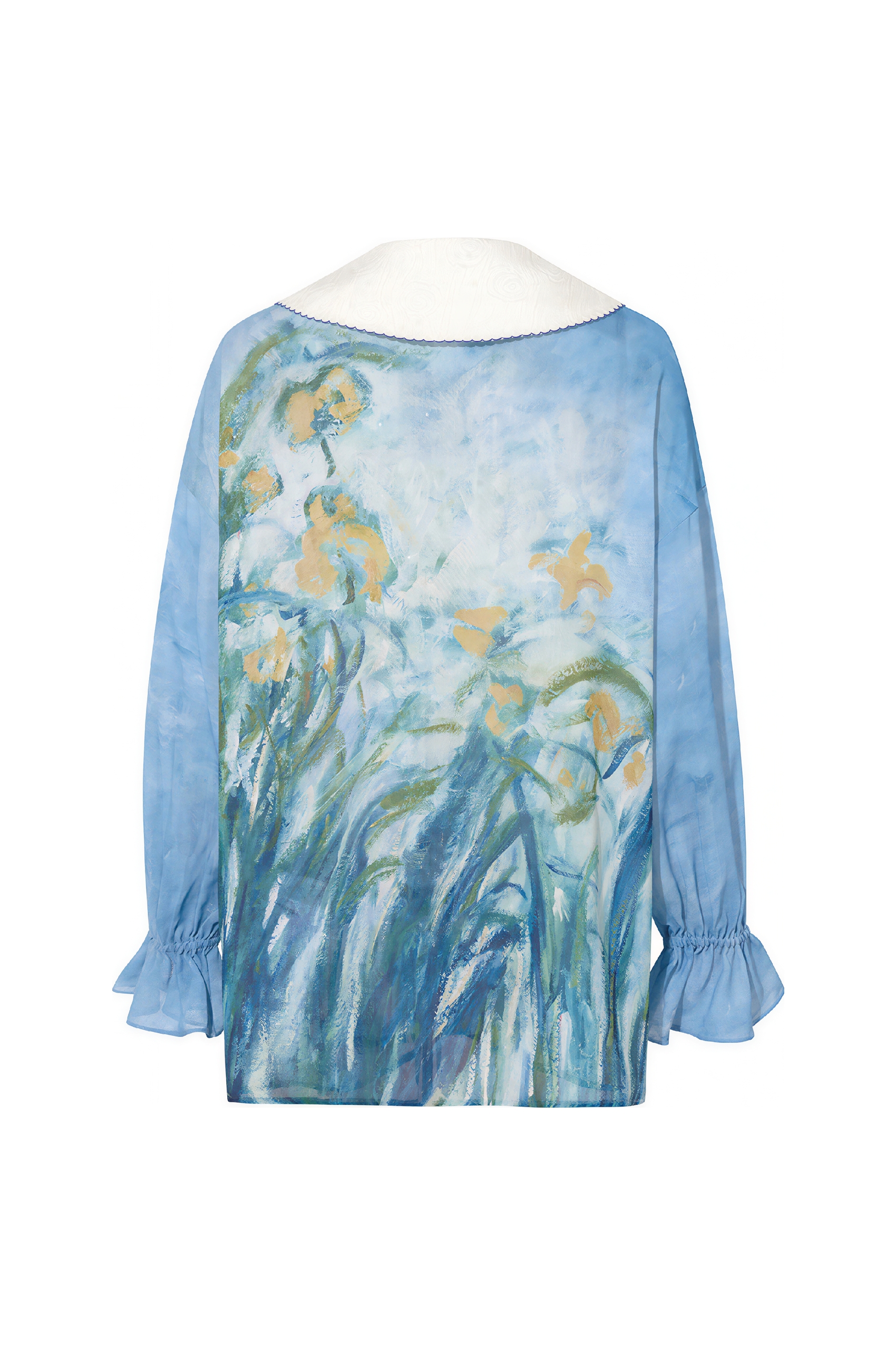 Monet-Inspired French Print Chiffon Blouse