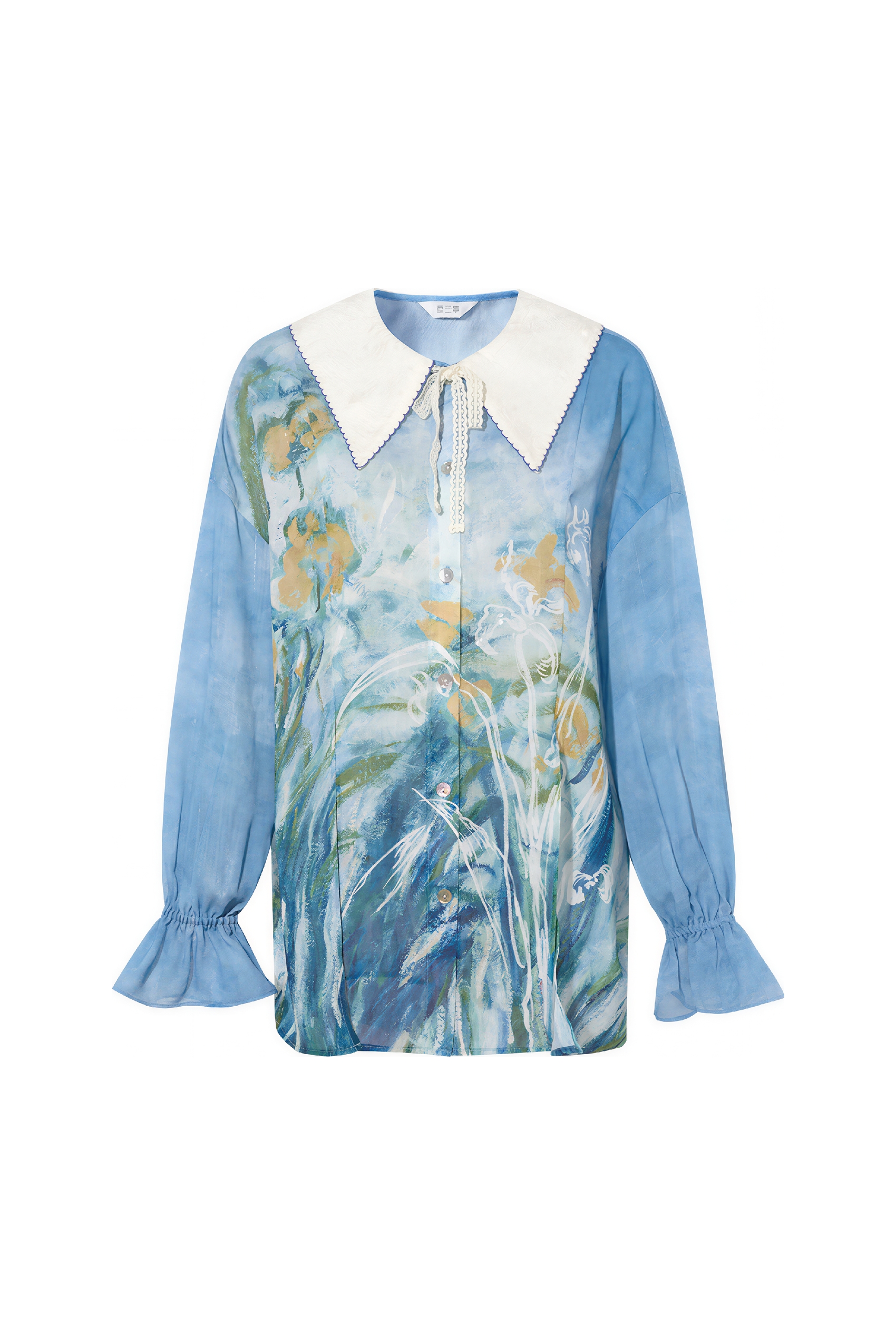 Monet-Inspired French Print Chiffon Blouse