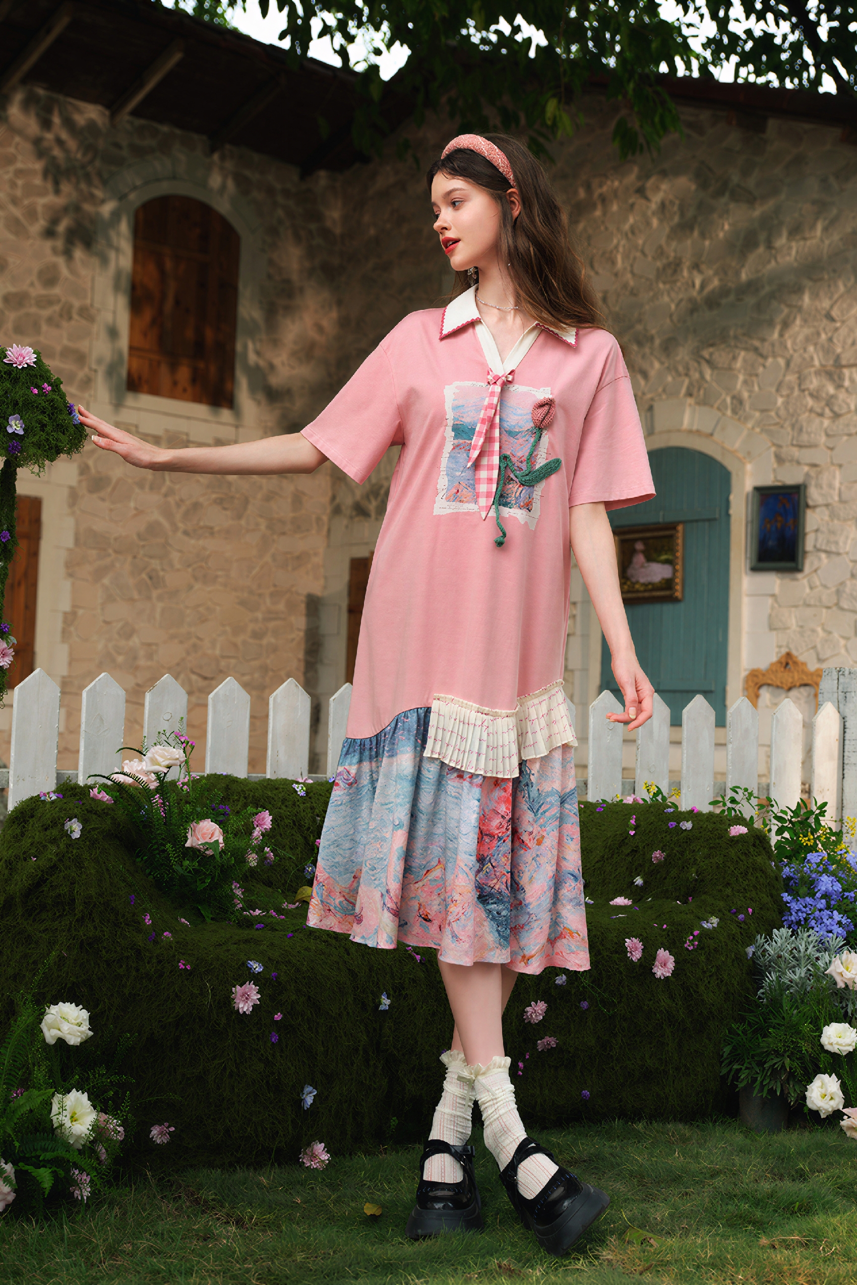 Pink Slim-Fit T-Shirt Dress