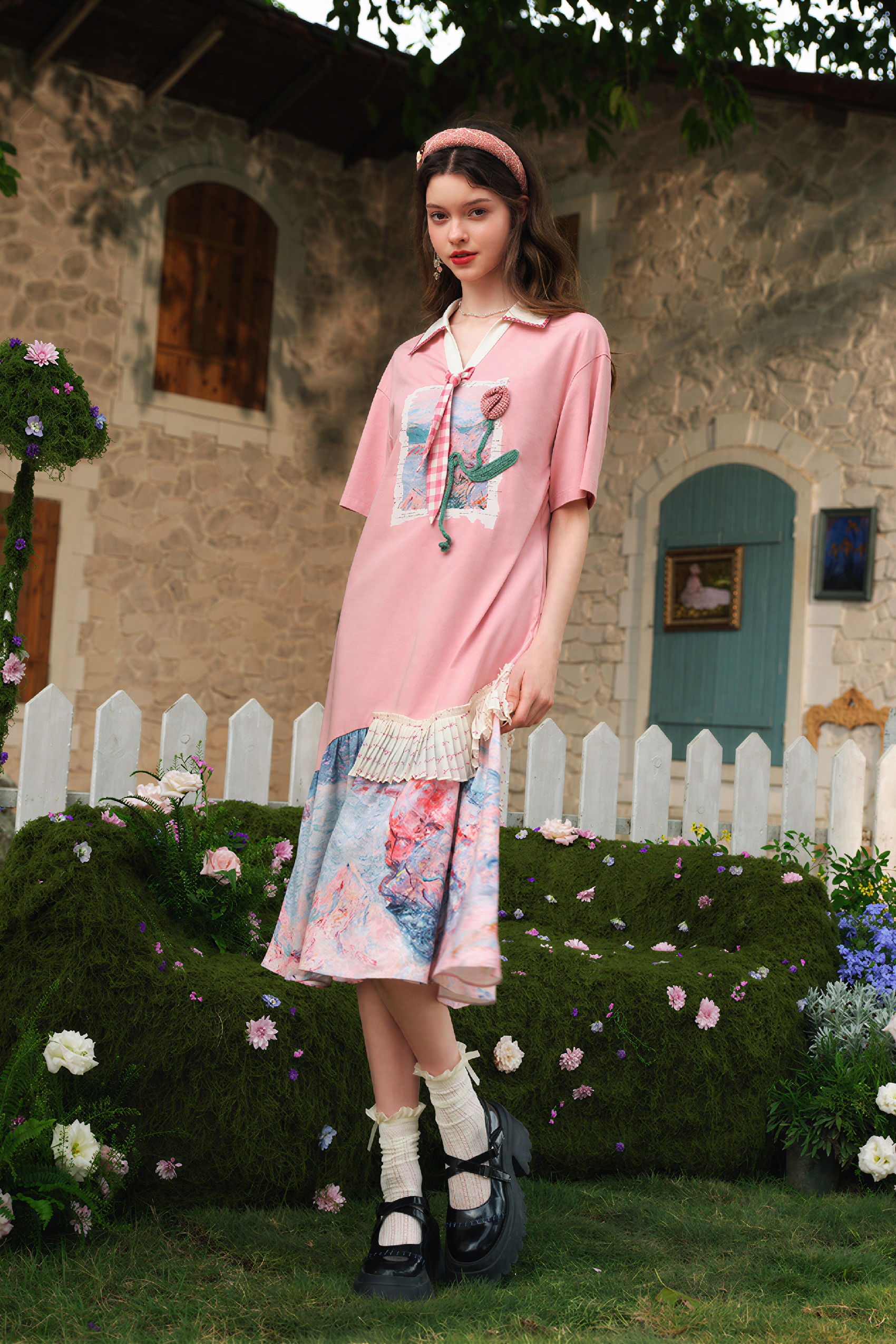Pink Slim-Fit T-Shirt Dress