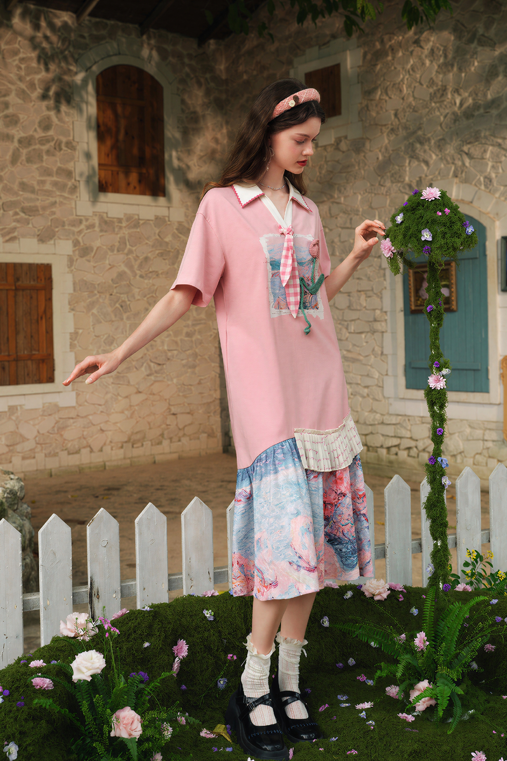 Pink Slim-Fit T-Shirt Dress