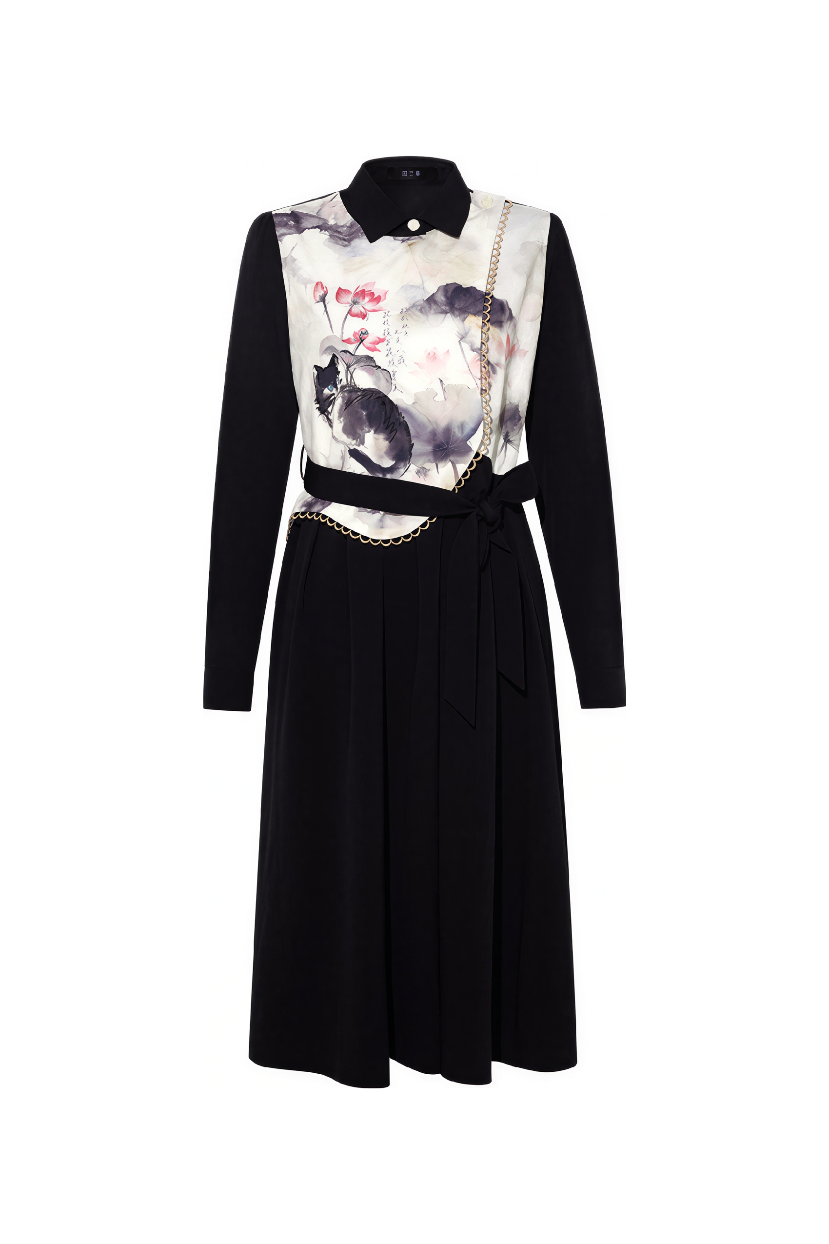 Black long-sleeved Chinese style dress-LYONSENS