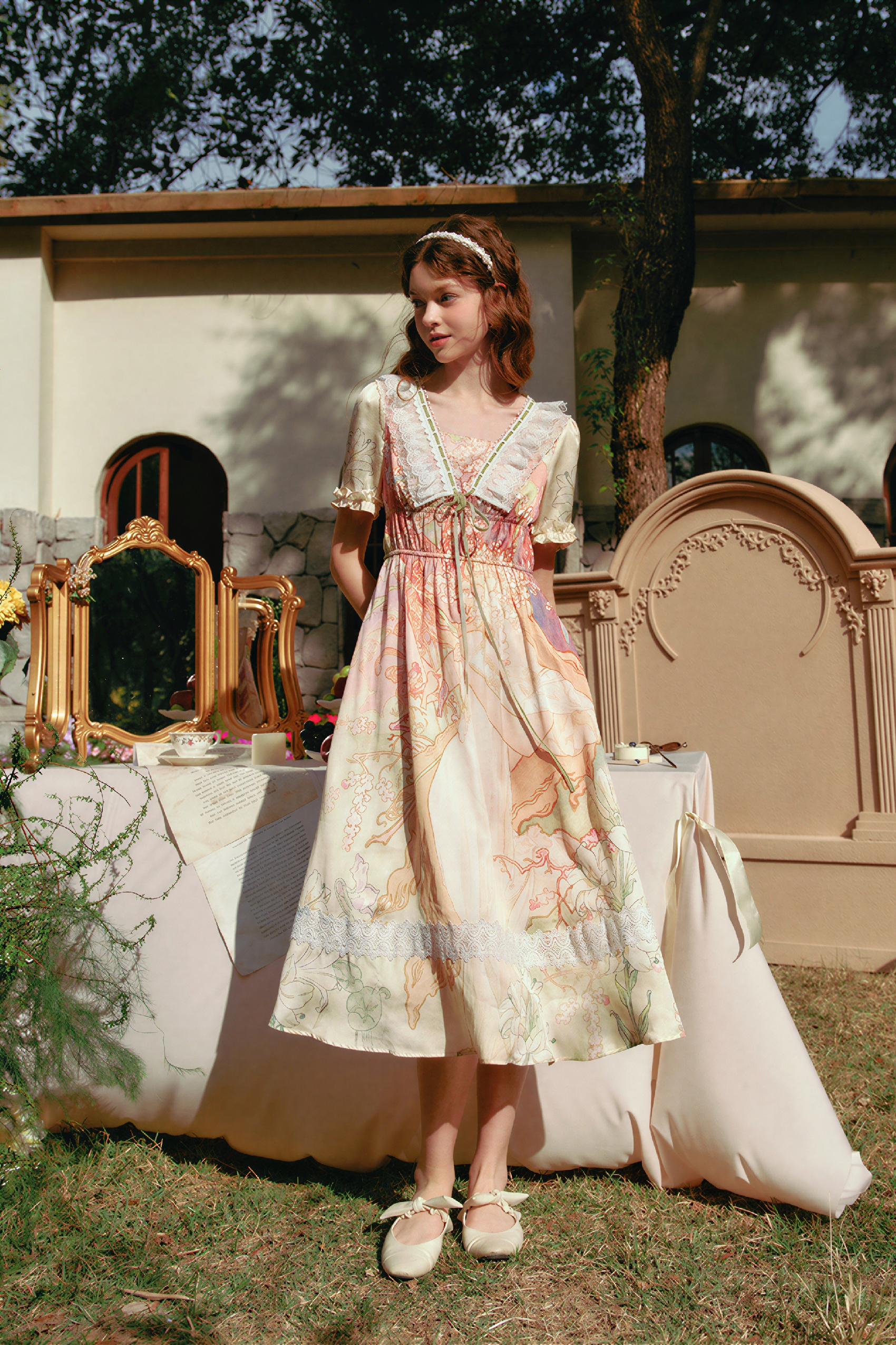 French Waist-Defined Tea Dress | LYONSENS Women's Fashion