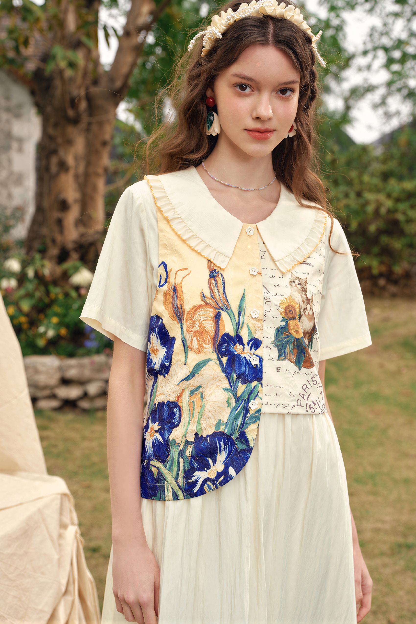 Van Gogh-Inspired Art Print Slimming Maxi Dress