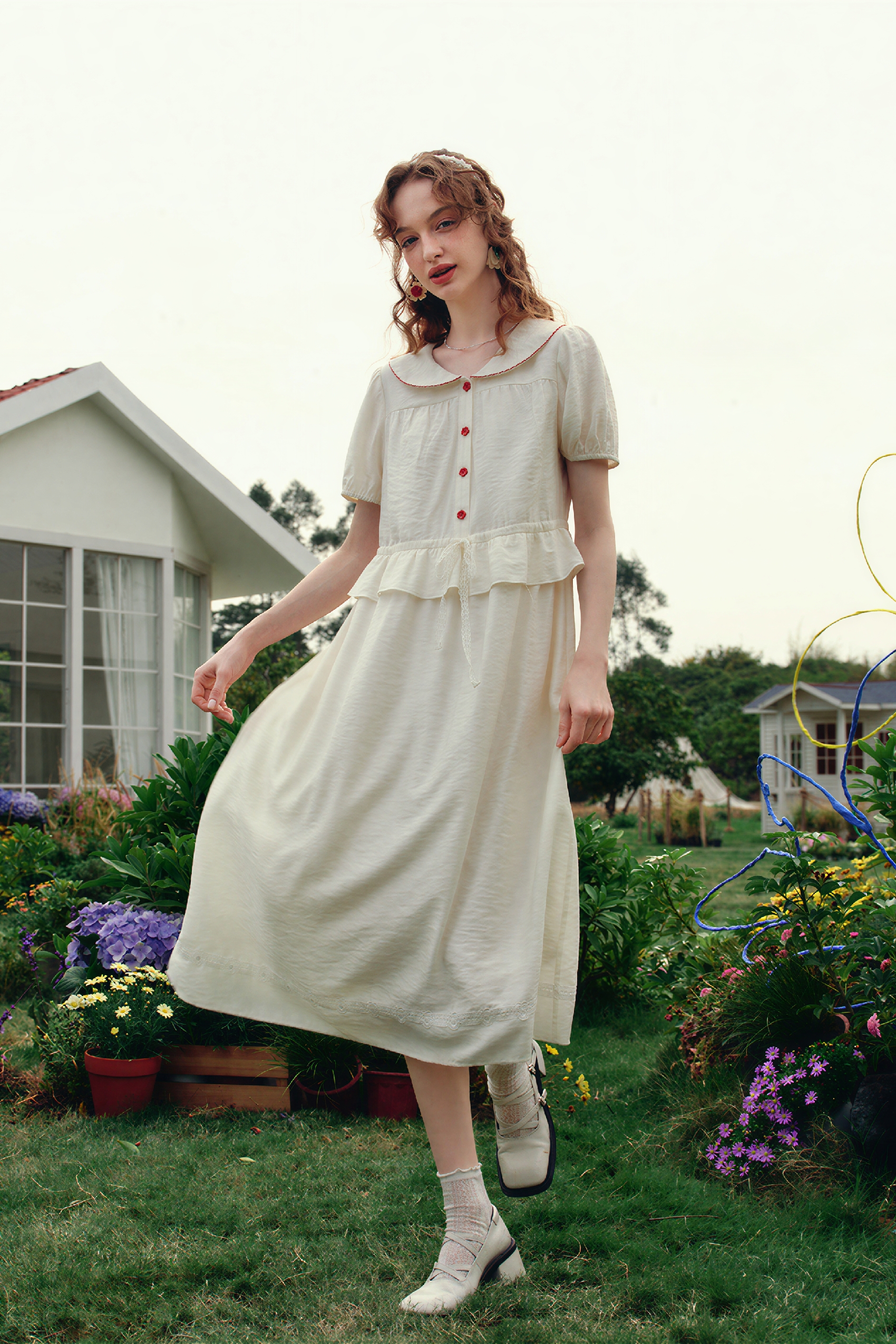Pink French Style Short-Sleeve Dress