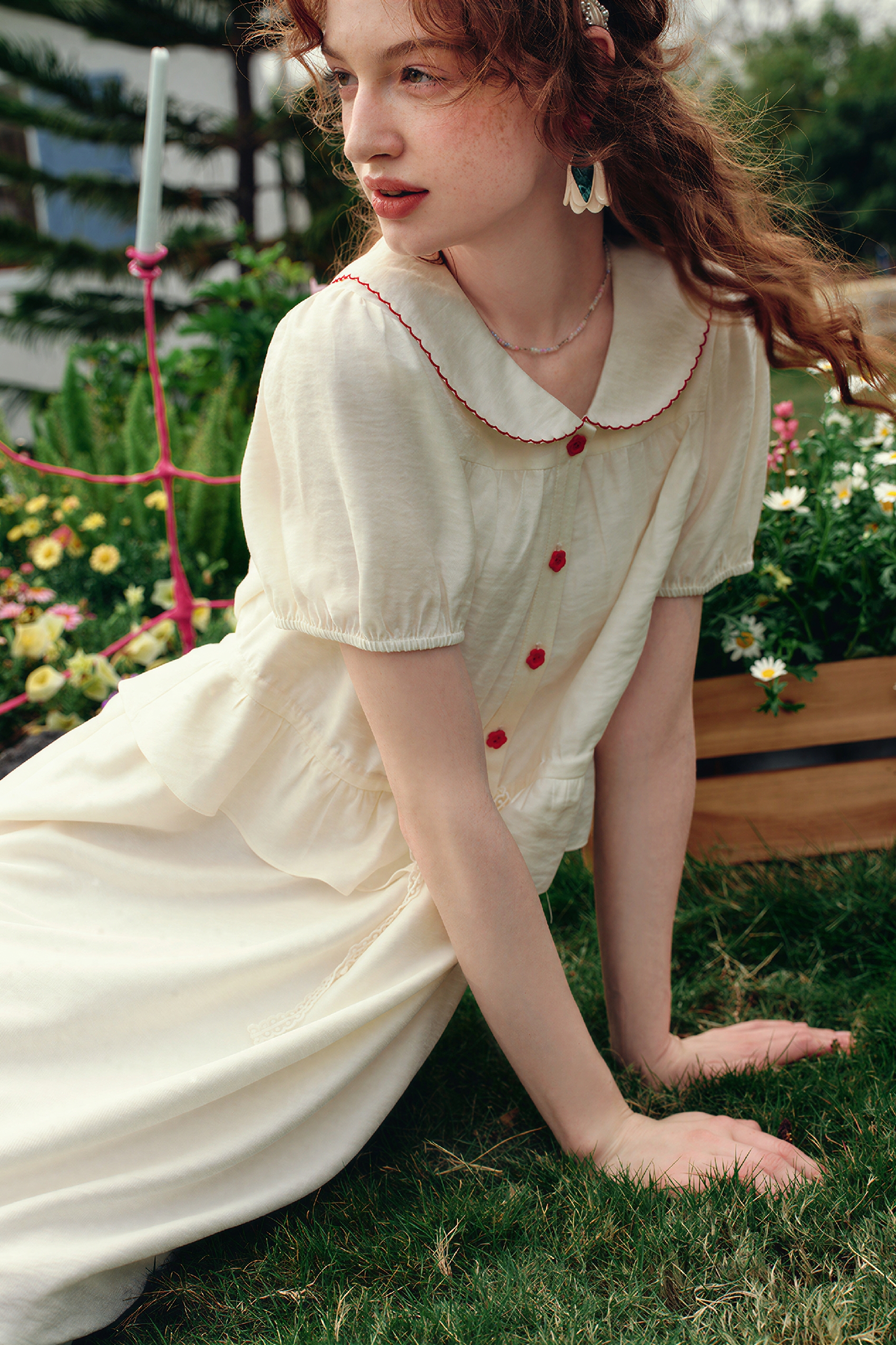 Pink French Style Short-Sleeve Dress