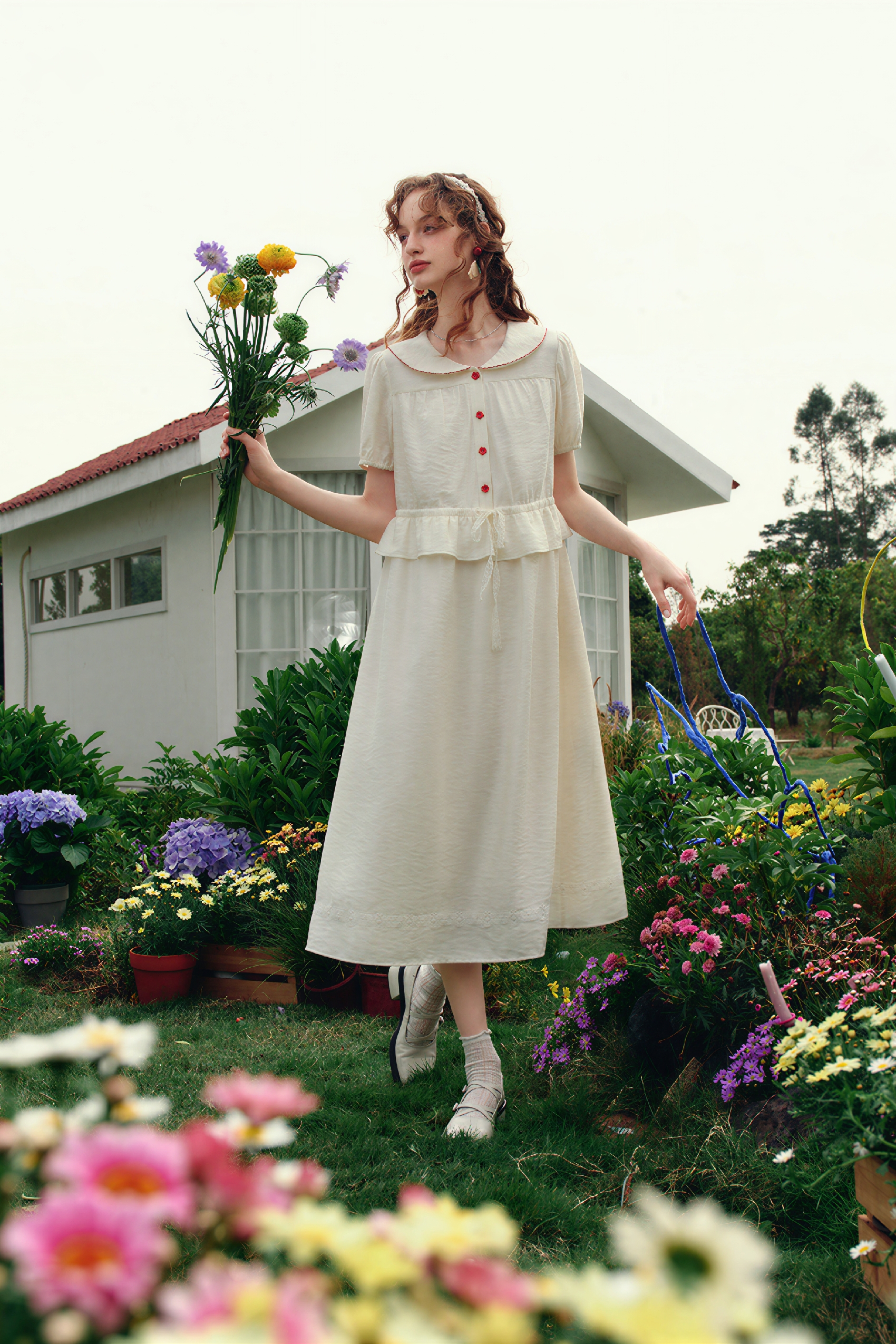 Pink French Style Short-Sleeve Dress