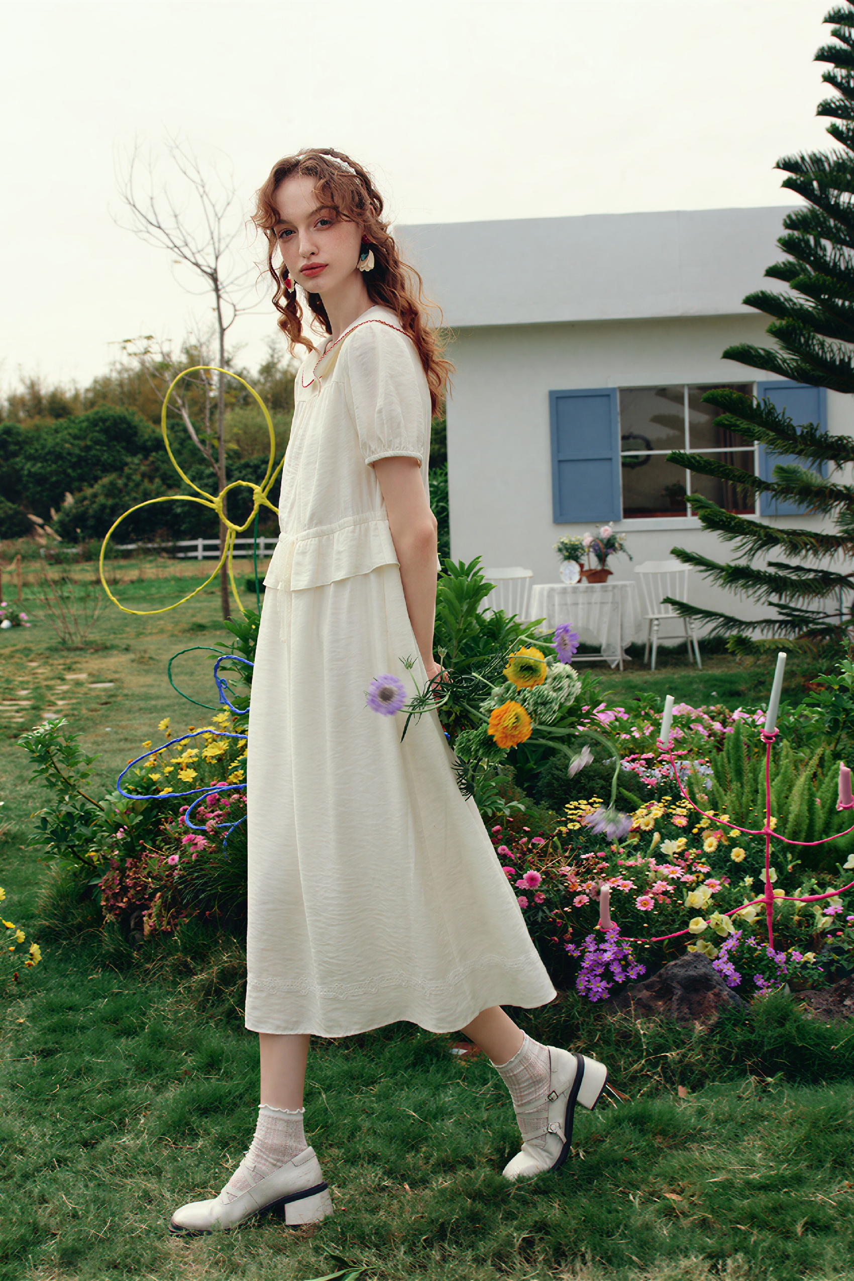 Pink French Style Short-Sleeve Dress