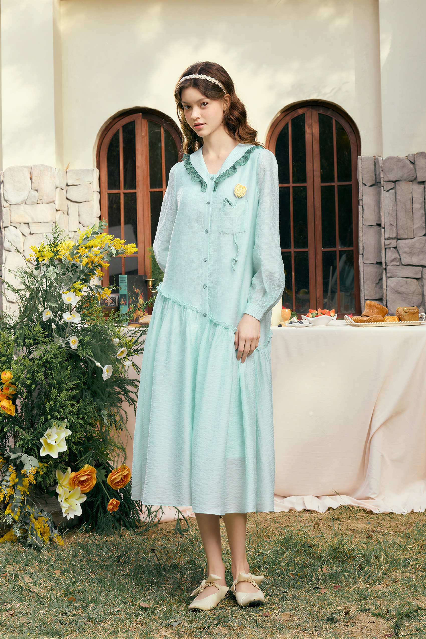 Designer Long-Sleeve Shirt Dress