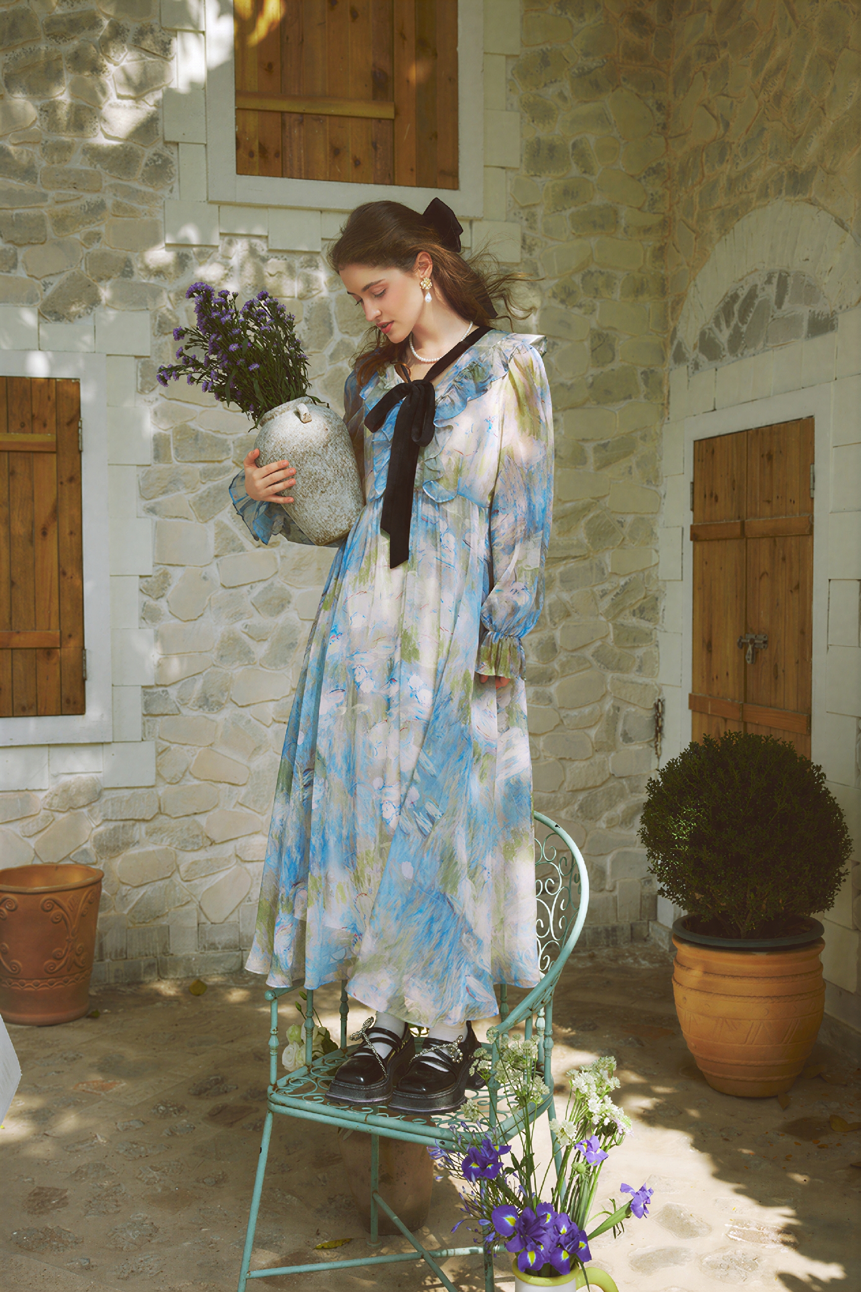 Van Gogh-Inspired Chiffon Vacation Dress