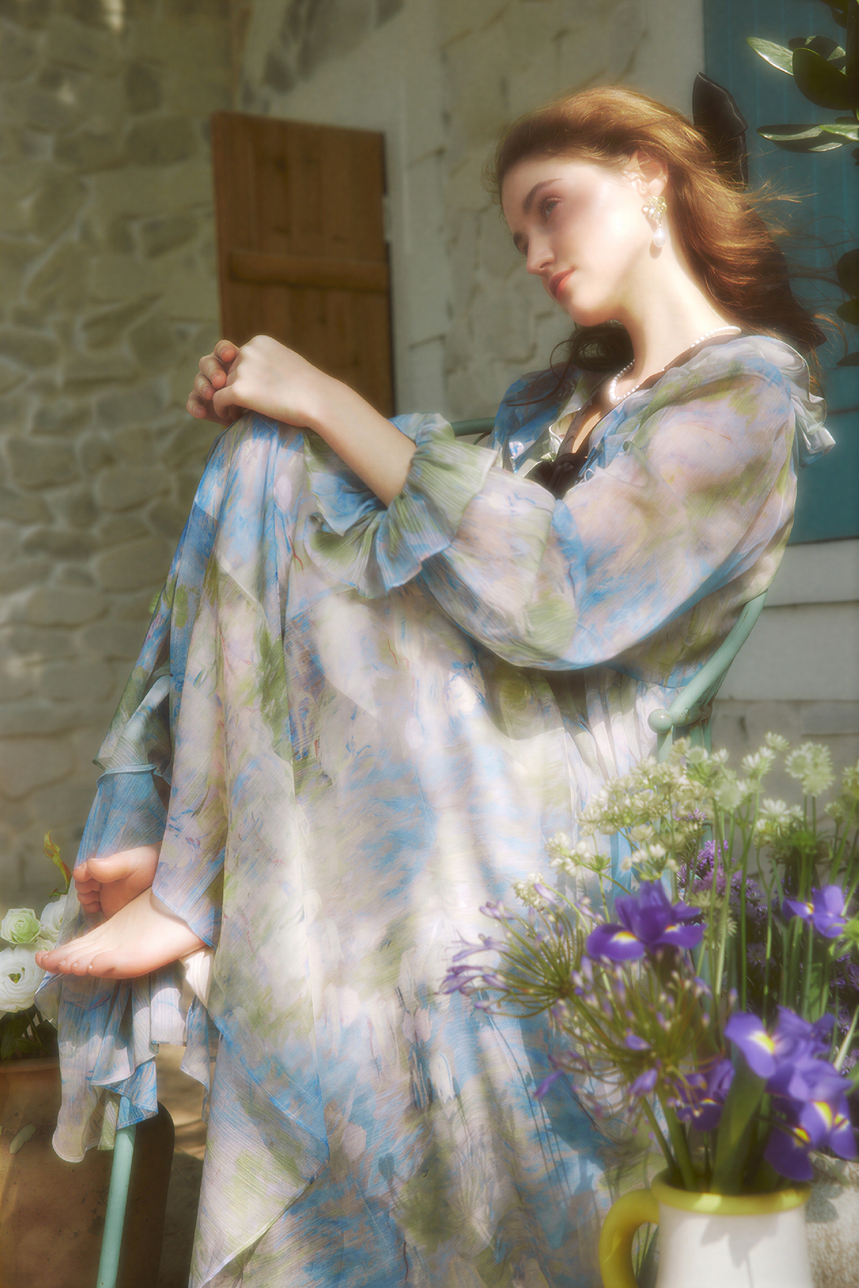 Van Gogh-Inspired Chiffon Vacation Dress