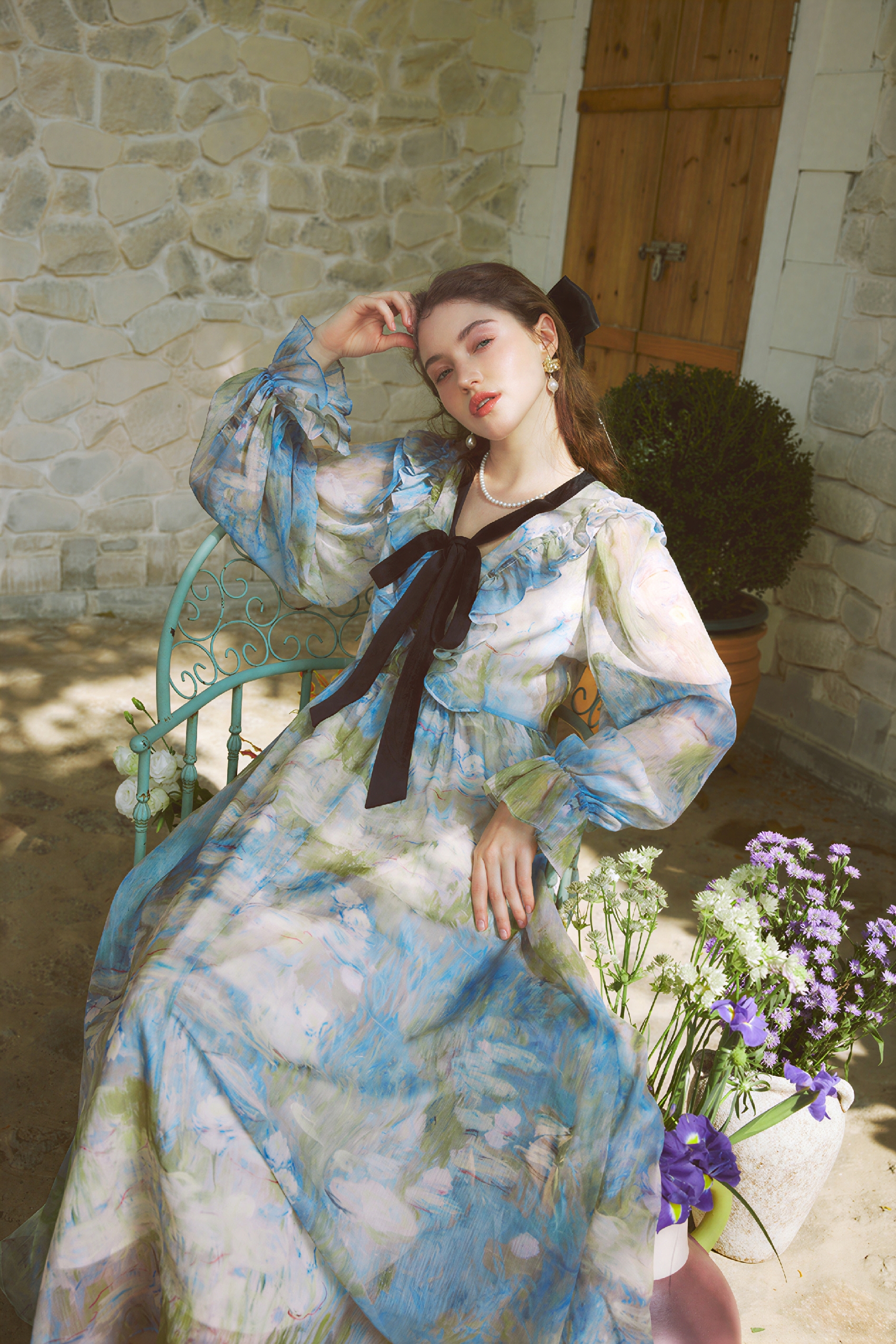 Van Gogh-Inspired Chiffon Vacation Dress