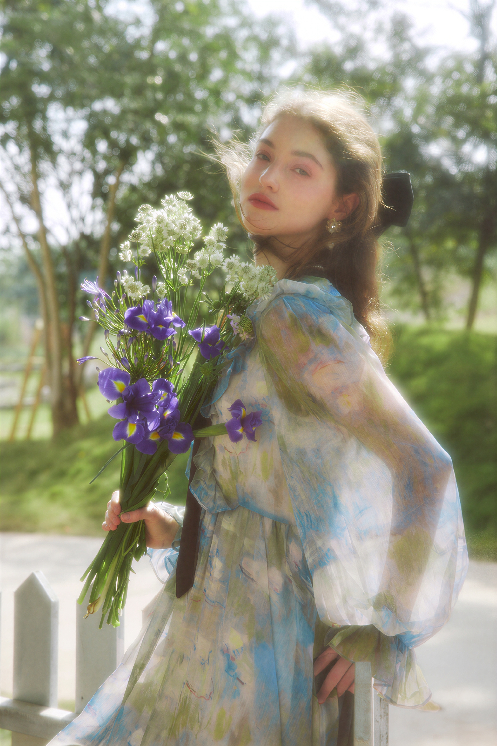 Van Gogh-Inspired Chiffon Vacation Dress