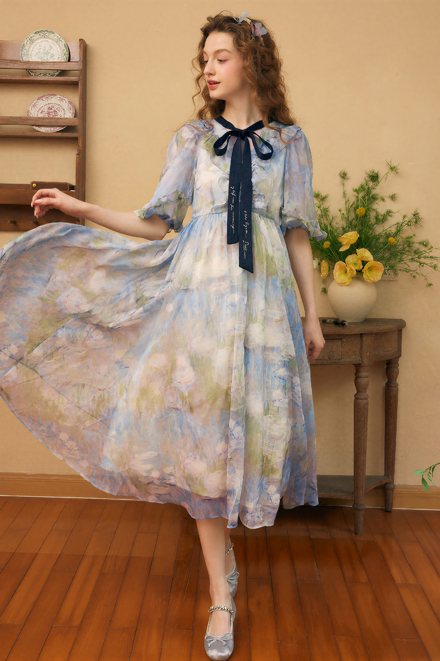 Van Gogh-Inspired French Art Print Vacation Dress