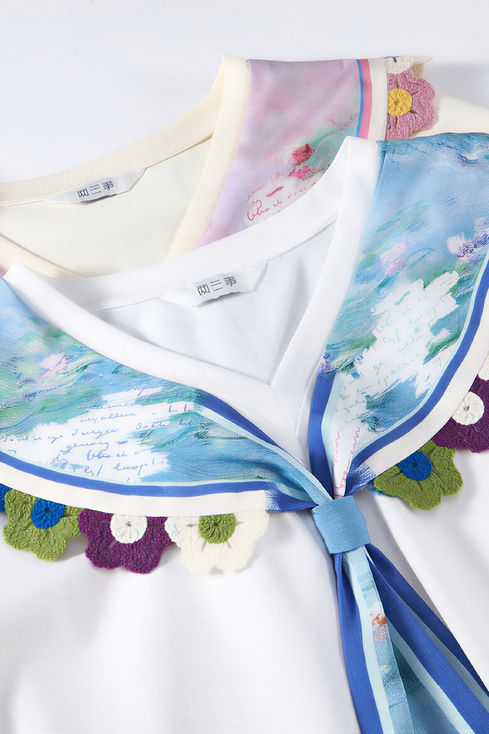 Designer Crochet Detail Collared T-Shirt