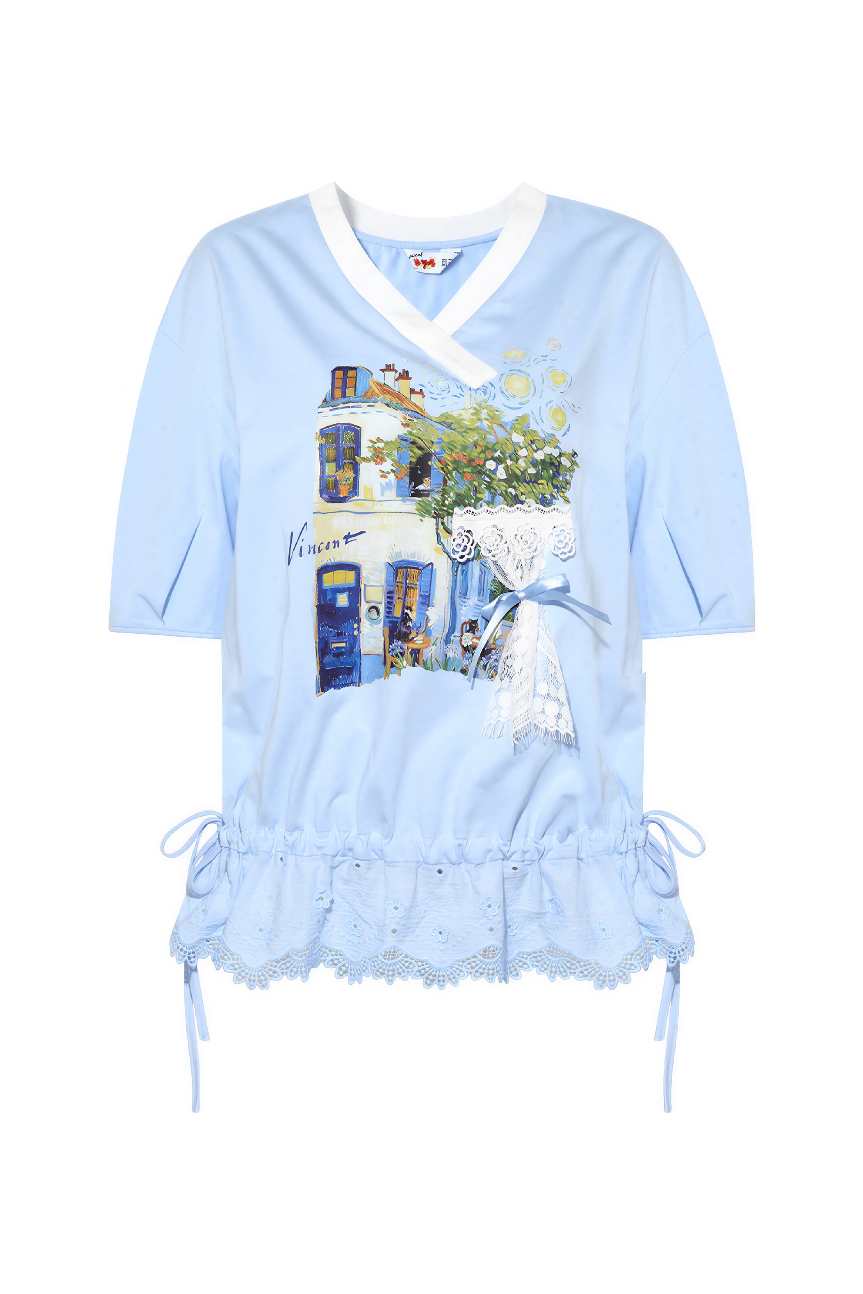 Art Print V-Neck Designer T-Shirt
