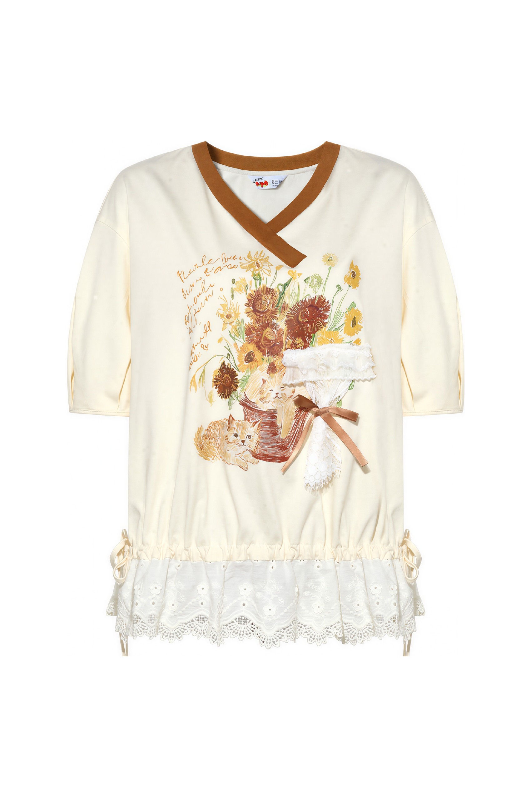 Art Print V-Neck Designer T-Shirt